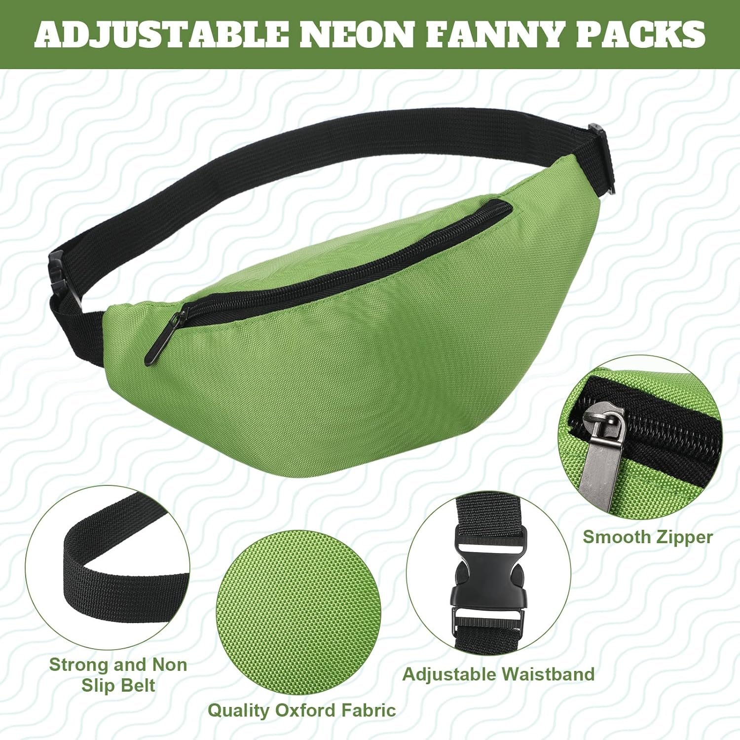 Private Label 14 Pcs Adjustable Neon Fanny Packs Oxford Cloth Waist Bags with Zipper Custom Logo for 80s Rave Party Workout Travel Running Women Men Factory 14 Retro Colors Private Label 14 Pcs Adjustable Neon Fanny Packs Oxford Cloth Waist Bags with Zipper Custom Logo for 80s Rave Party Workout Travel Running Women Men Factory 14 Retro Colors