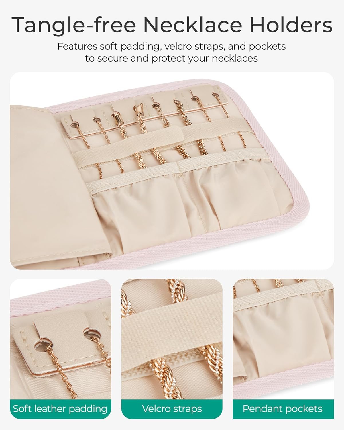 Private Label Travel Jewelry Organizer Case Foldable Jewelry Roll for Necklaces Earrings Rings Bracelets Brooches with Custom Logo Portable Black Manufacturer