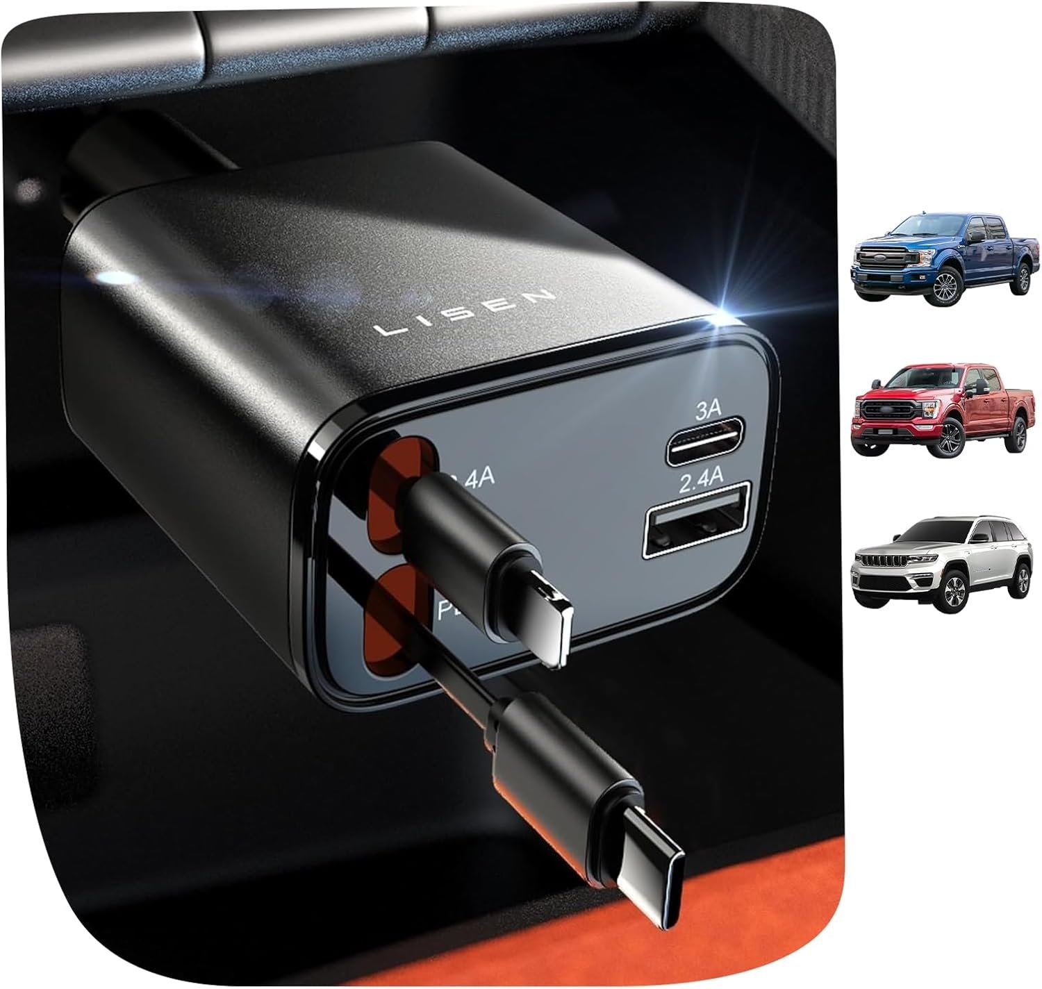 Manufacturer 69W 4-in-1 Retractable USB C Car Charger with 31.5in Cable Private Label Fast Charging for iPhone 17/16/15/14/13/12 Pro Max Plus Custom Logo Compact Accessories for Daily Driving