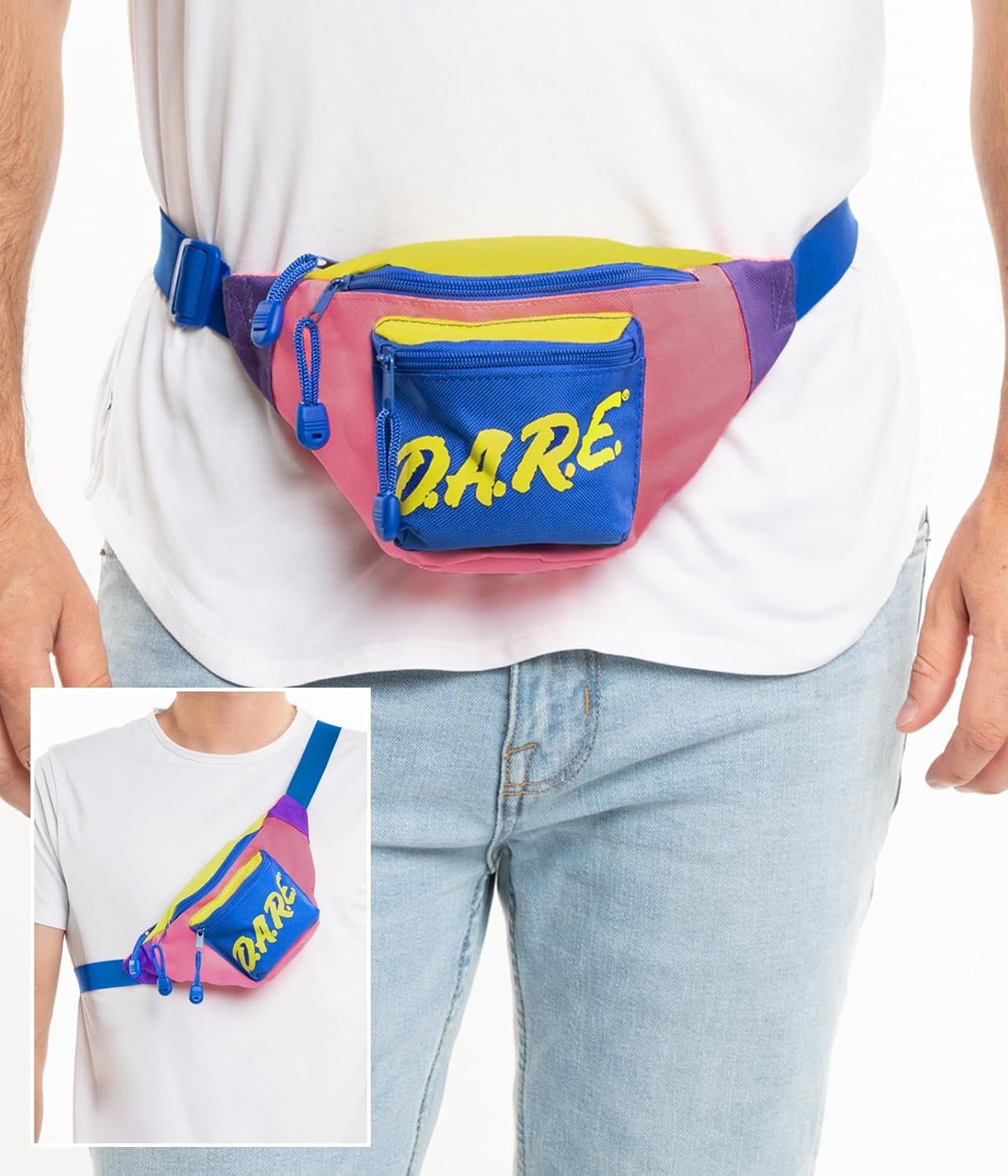 Private Label Retro DARE Fanny Pack with Custom Logo One Size Multicolor from Manufacturer