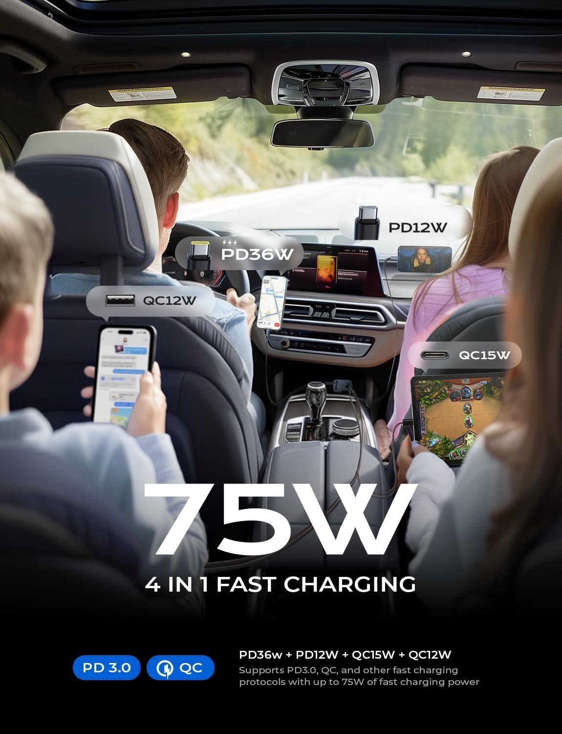 Custom Logo Retractable Car Charger USB C Upgraded Dual Type C 75W Fast 4 in 1 Private Label for iPhone 17 Galaxy S26 Phone 17e 16 15 Pro Max Manufacturer Car Accessories Custom Logo Retractable Car Charger USB C Upgraded Dual Type C 75W Fast 4 in 1 Private Label for iPhone 17 Galaxy S26 Phone 17e 16 15 Pro Max Manufacturer Car Accessories