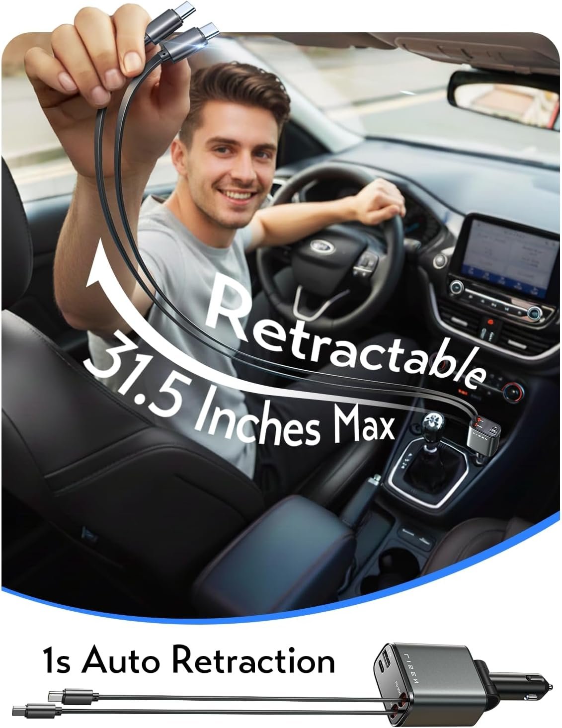 Custom Logo Retractable Car Charger USB C Upgraded Dual Type C 75W Fast 4 in 1 Private Label for iPhone 17 Galaxy S26 Phone 17e 16 15 Pro Max Manufacturer Car Accessories Custom Logo Retractable Car Charger USB C Upgraded Dual Type C 75W Fast 4 in 1 Private Label for iPhone 17 Galaxy S26 Phone 17e 16 15 Pro Max Manufacturer Car Accessories