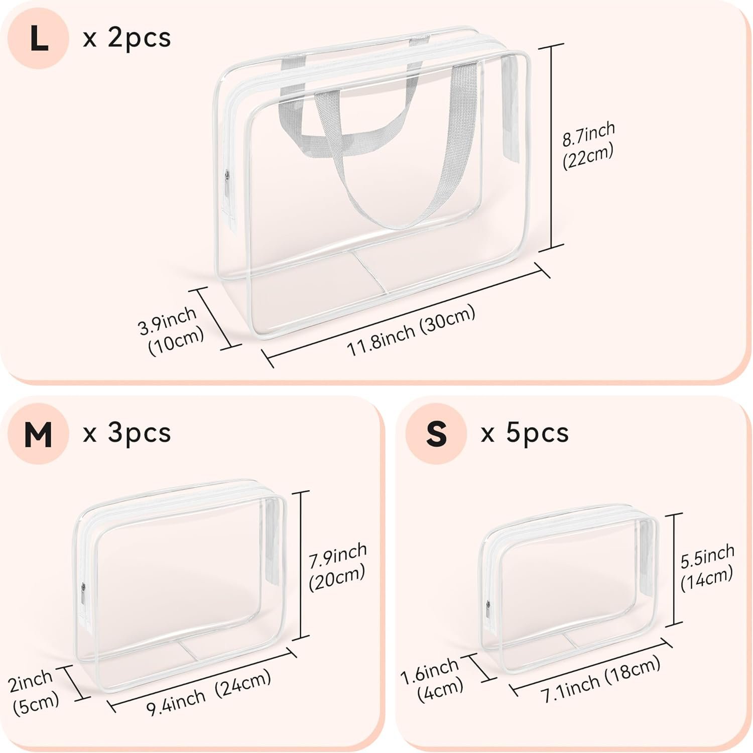 Private Label 10 PCS Clear PVC Travel Makeup Toiletry Bags TSA Approved Cosmetic Organizers Manufacturer with Zipper Custom Logo White Private Label 10 PCS Clear PVC Travel Makeup Toiletry Bags TSA Approved Cosmetic Organizers Manufacturer with Zipper Custom Logo White