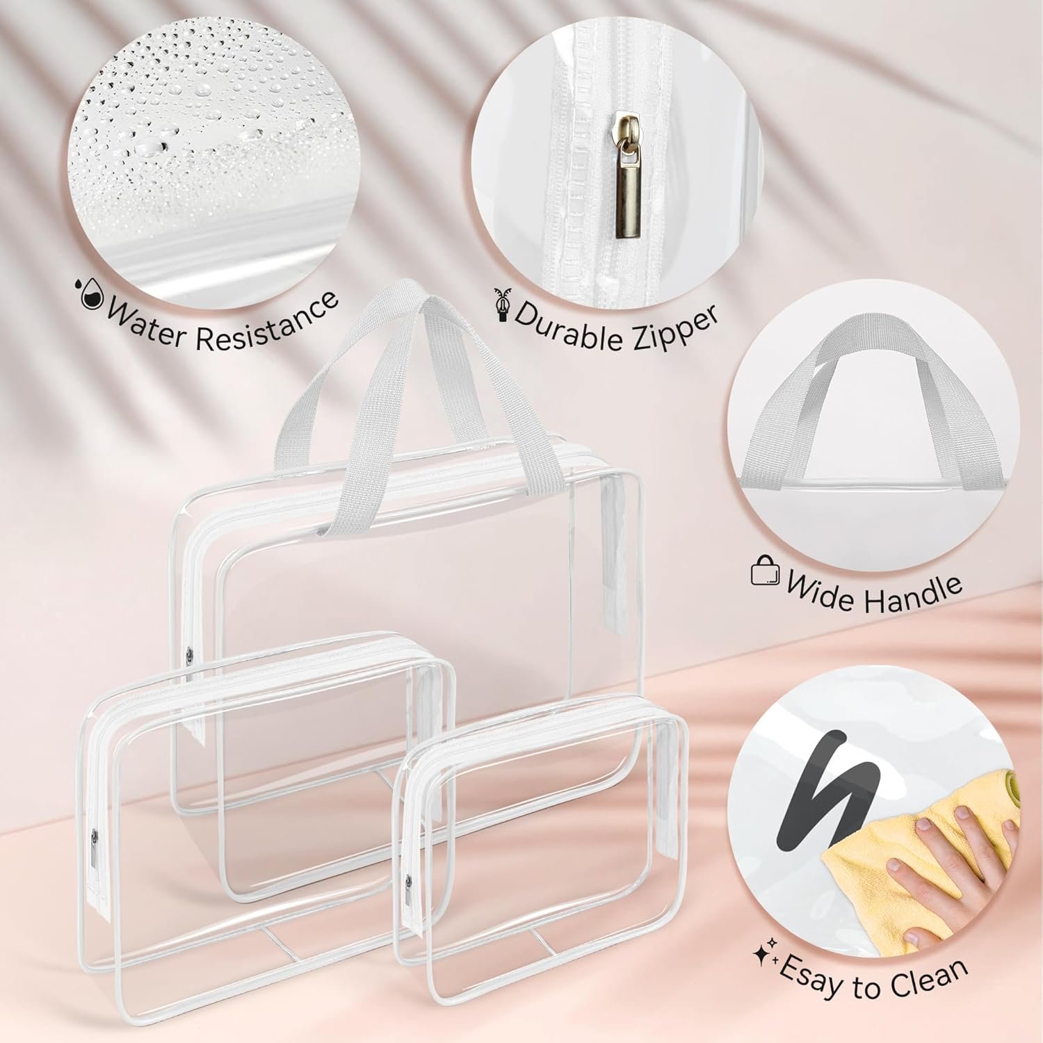 Private Label 10 PCS Clear PVC Travel Makeup Toiletry Bags TSA Approved Cosmetic Organizers Manufacturer with Zipper Custom Logo White Private Label 10 PCS Clear PVC Travel Makeup Toiletry Bags TSA Approved Cosmetic Organizers Manufacturer with Zipper Custom Logo White