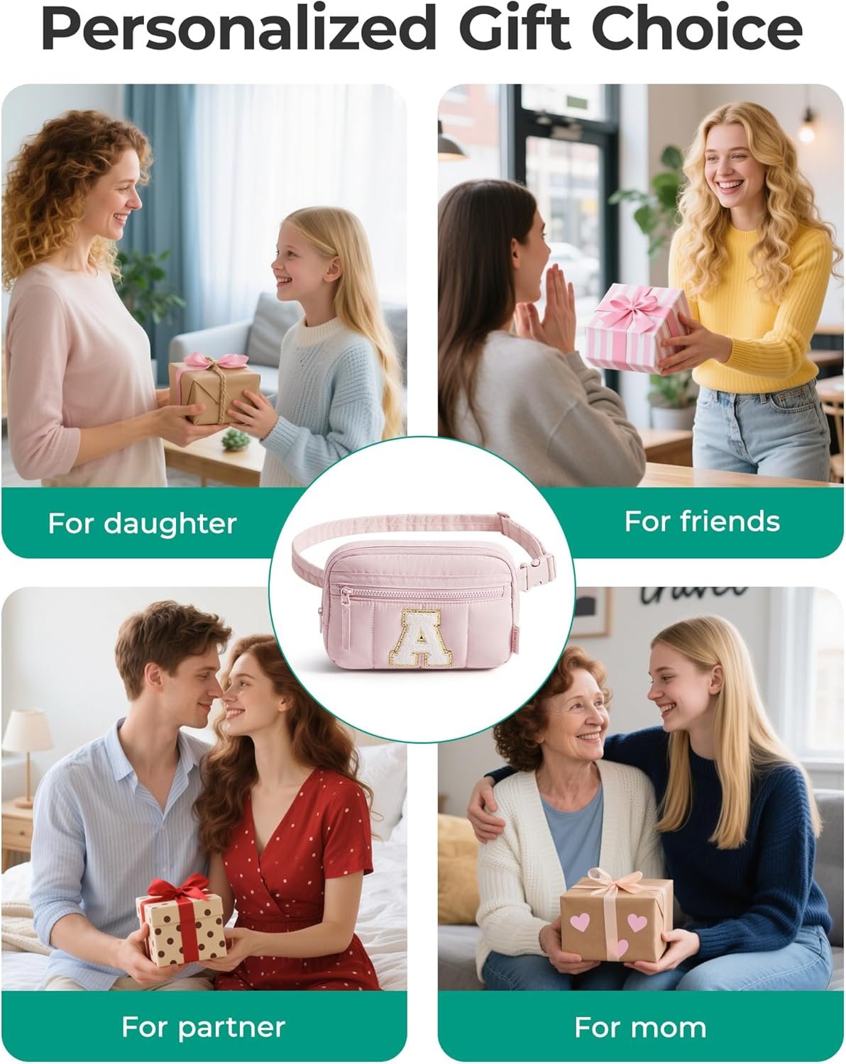 Custom Logo Puffy Initial Letter Fanny Pack for Girls Women Private Label Fashion Belt Waist Bag for Traveling Manufacturer Size M