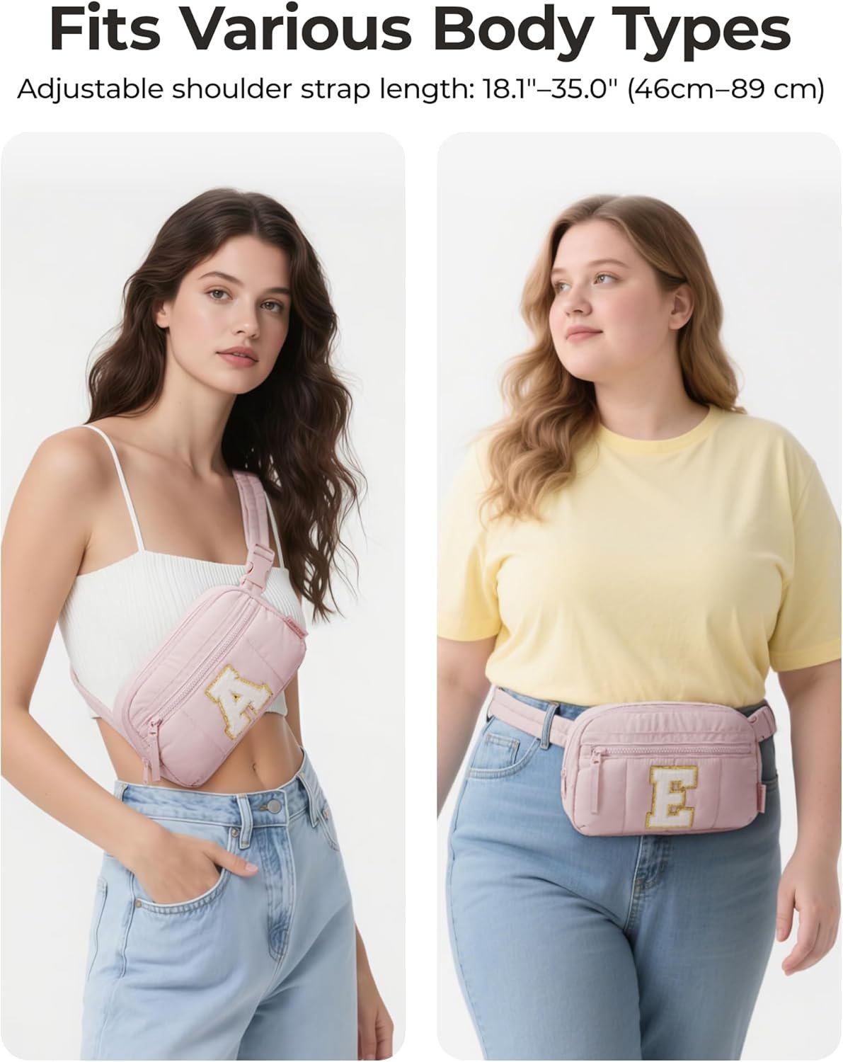 Custom Logo Puffy Initial Letter Fanny Pack for Girls Women Private Label Fashion Belt Waist Bag for Traveling Manufacturer Size M