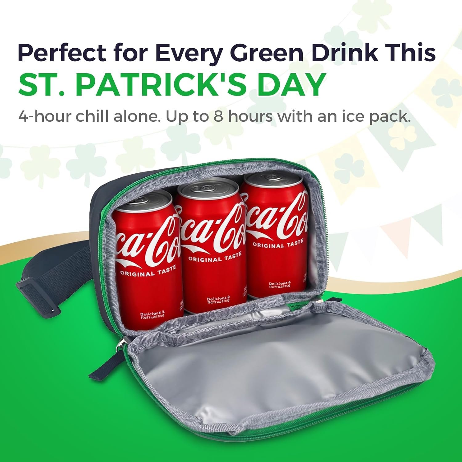 Private Label St. Patrick's Day Fanny Pack for Women with Custom Logo Insulated Belt Bag Cooler for 3 Cans Drink Irish Lucky Chenille Letter Waist Bag Purse Factory