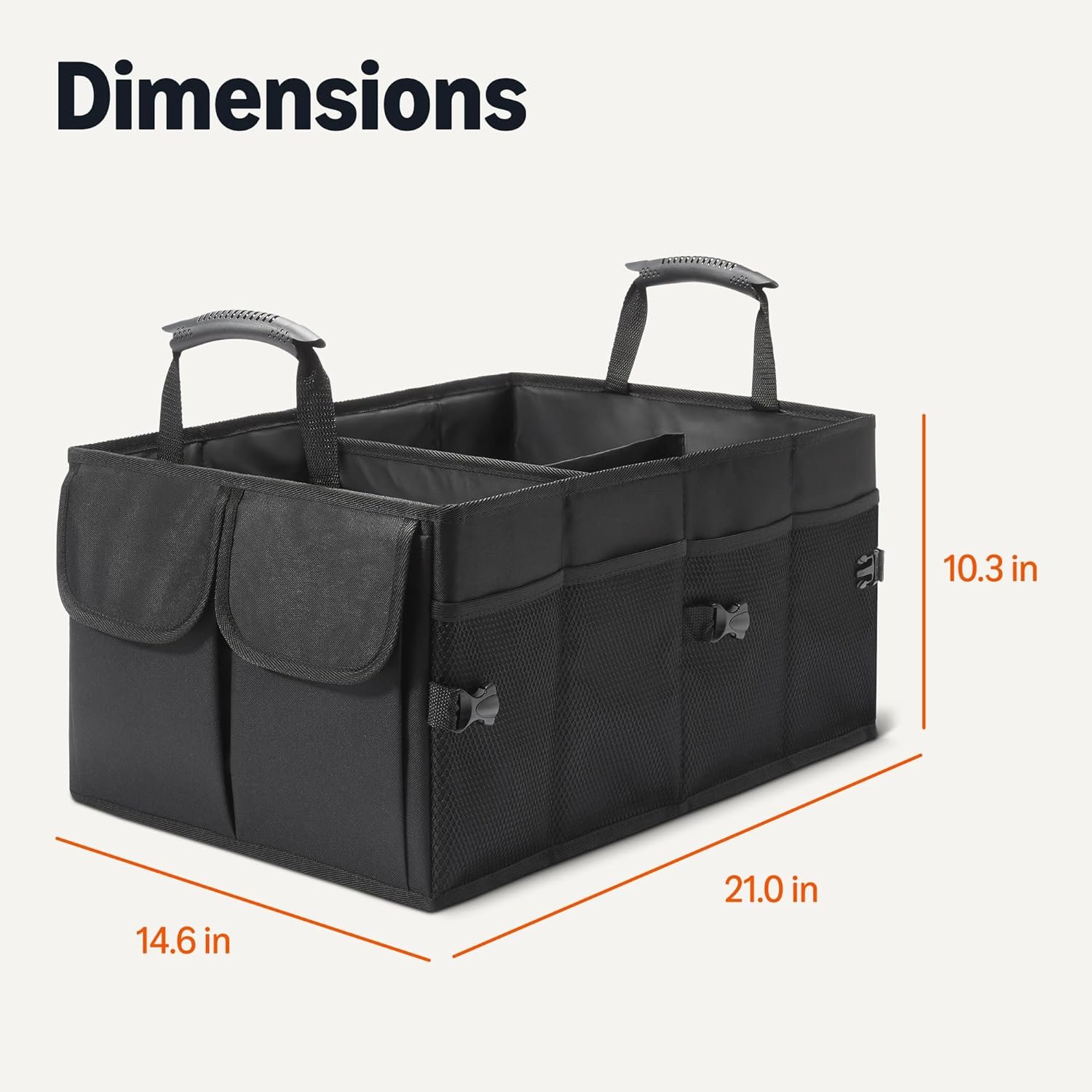 Private Label Trunk Organizer for Car, Multi-Compartment Foldable Storage with Custom Logo, 13.5 Gallon by Manufacturer, Black