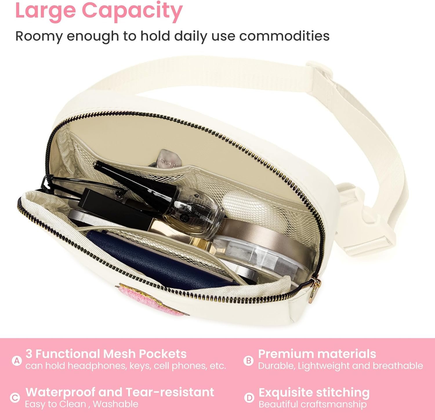 Private Label Personalized Initial Letter Fanny Pack for Women Girls Trendy Travel Crossbody Belt Bags Mini Fashion Waist Packs with Adjustable Strap and Custom Logo Gifts for Her from Factory (Beige J)