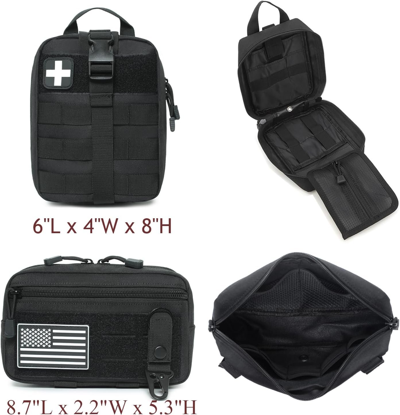 Private Label 6-Pack MOLLE Car Seat Back Organizer - Custom Logo Vehicle Panel Organizer with 5 Detachable MOLLE Pouches, US Flag Patch and Keychain from Manufacturer