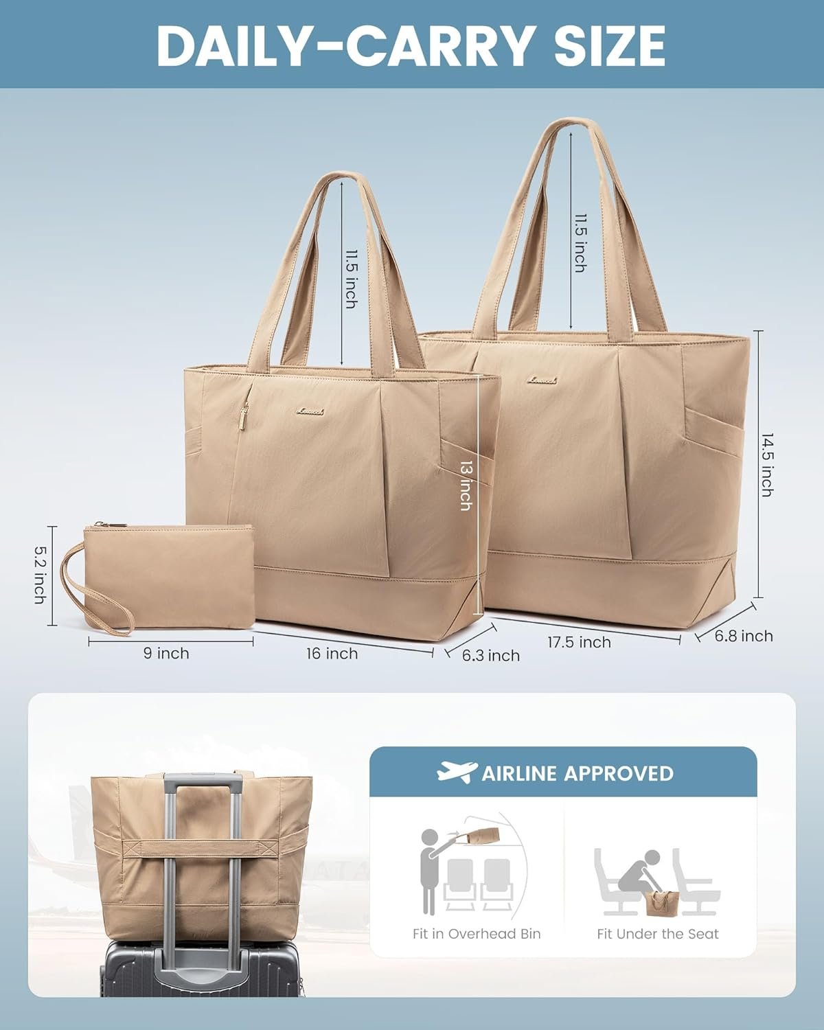 Private Label Tote Bag for Women Work Travel Lightweight Laptop Teacher Purse with Custom Logo Khaki Manufacturer