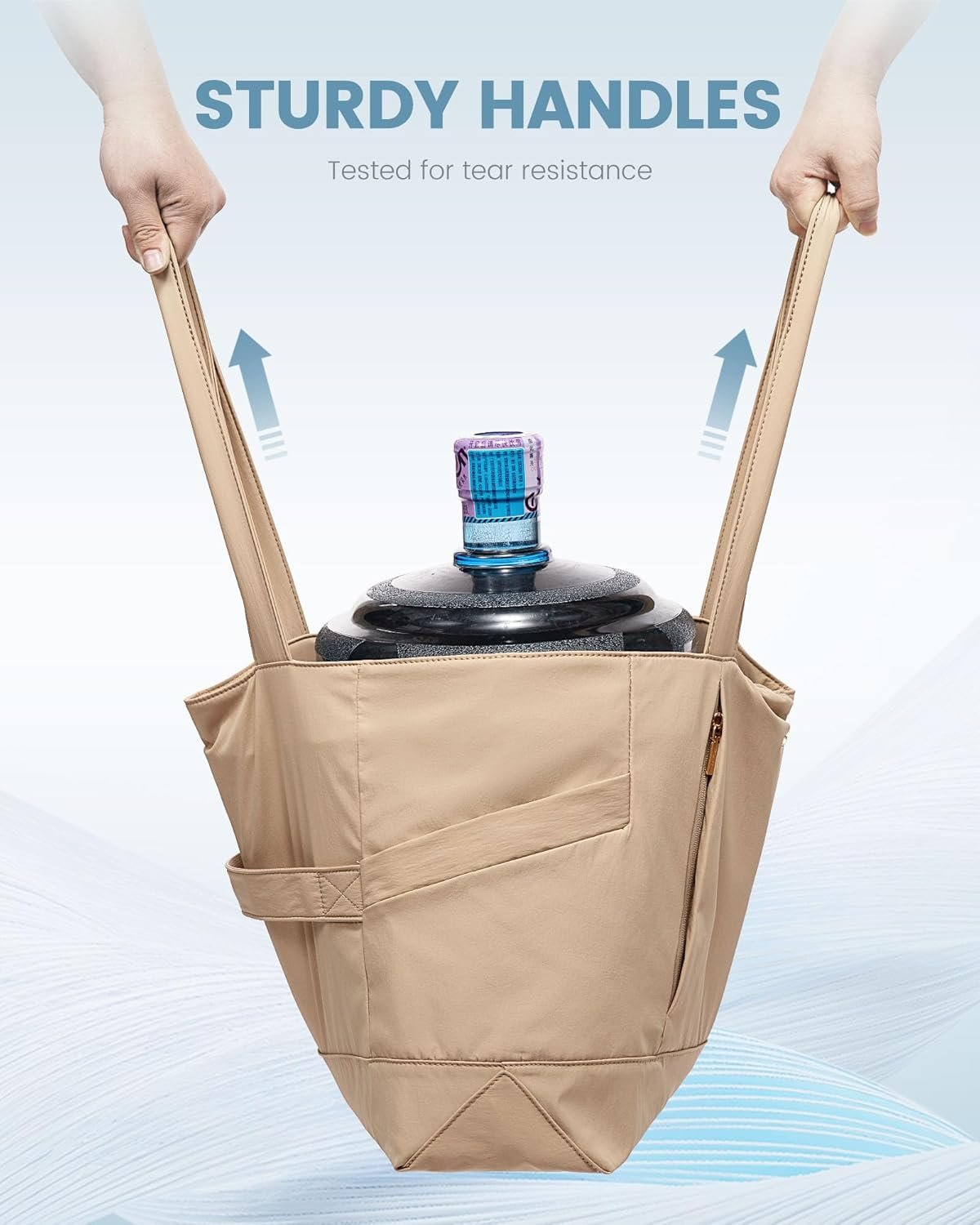 Private Label Tote Bag for Women Work Travel Lightweight Laptop Teacher Purse with Custom Logo Khaki Manufacturer