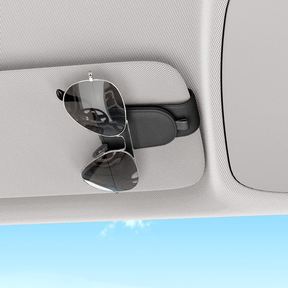 Private Label Suede Cloth Magnetic Sunglass Holder for Car Visor Manufacturer Organizer Car Accessories 2 Packs Black Custom Logo