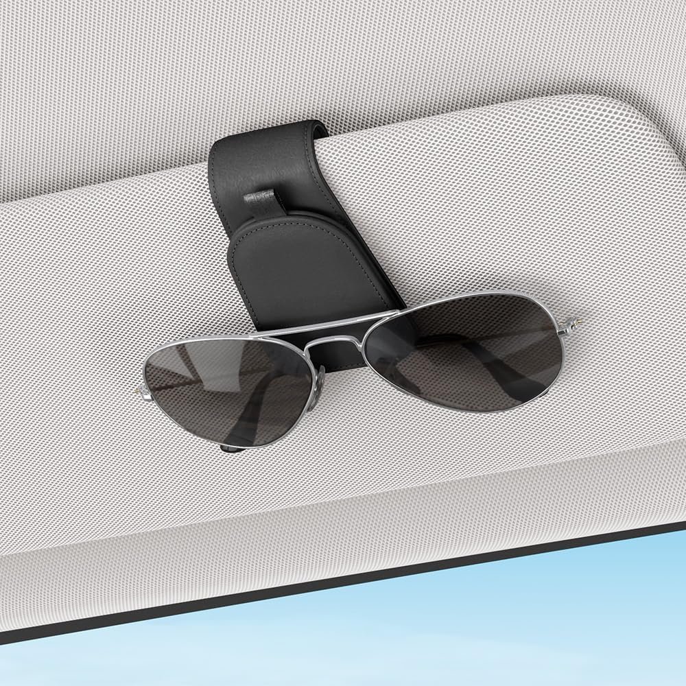 Private Label Suede Cloth Magnetic Sunglass Holder for Car Visor Manufacturer Organizer Car Accessories 2 Packs Black Custom Logo
