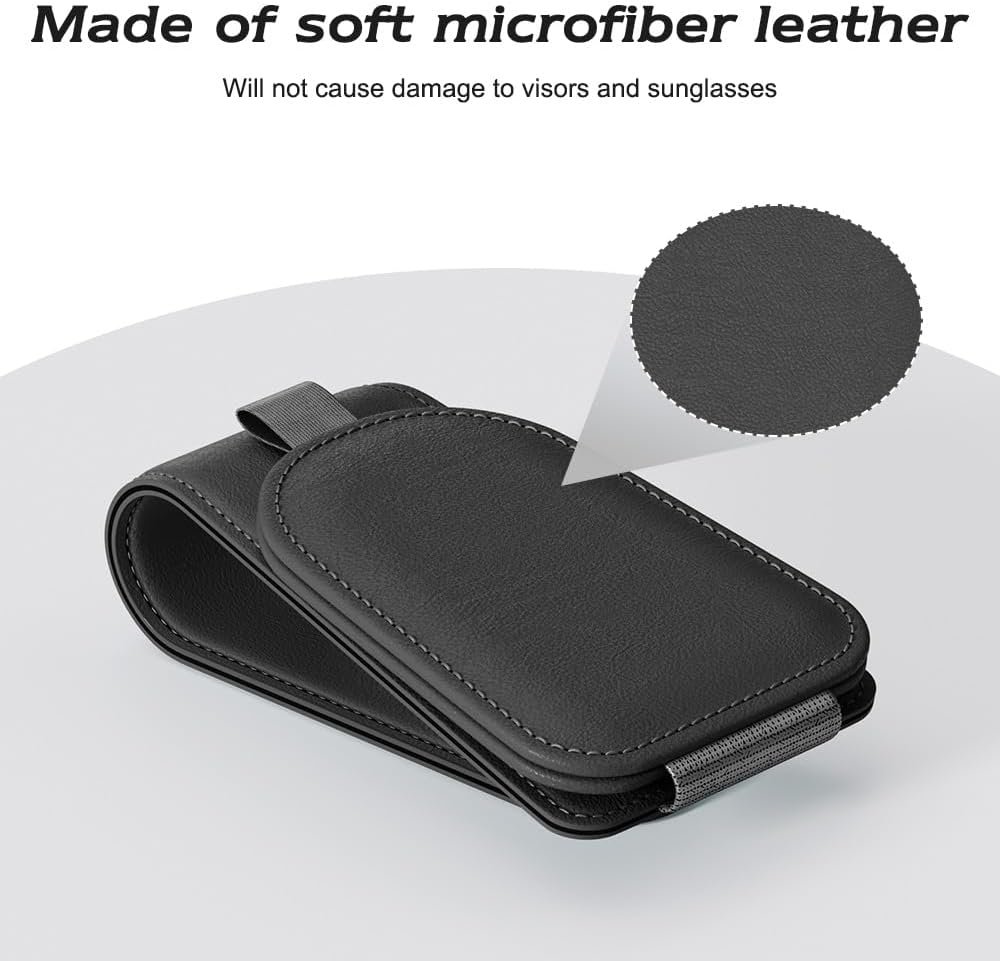 Private Label Suede Cloth Magnetic Sunglass Holder for Car Visor Manufacturer Organizer Car Accessories 2 Packs Black Custom Logo