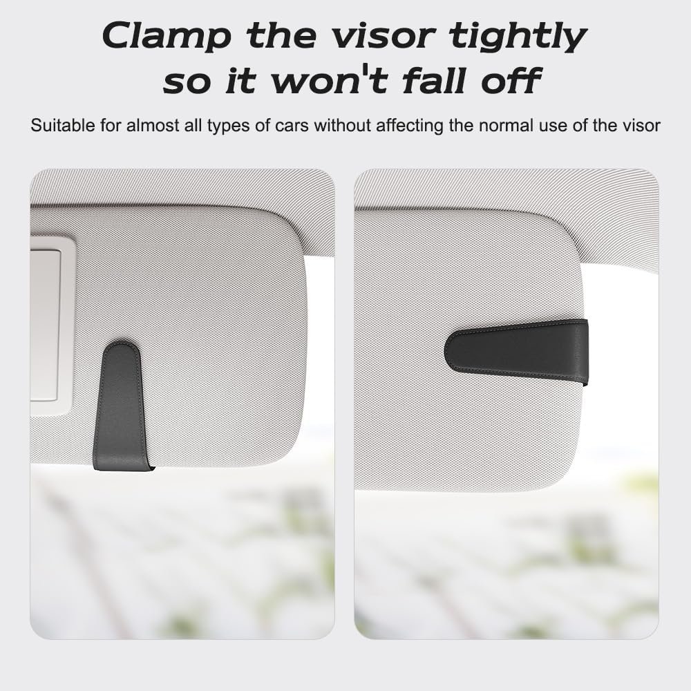 Private Label Suede Cloth Magnetic Sunglass Holder for Car Visor Manufacturer Organizer Car Accessories 2 Packs Black Custom Logo