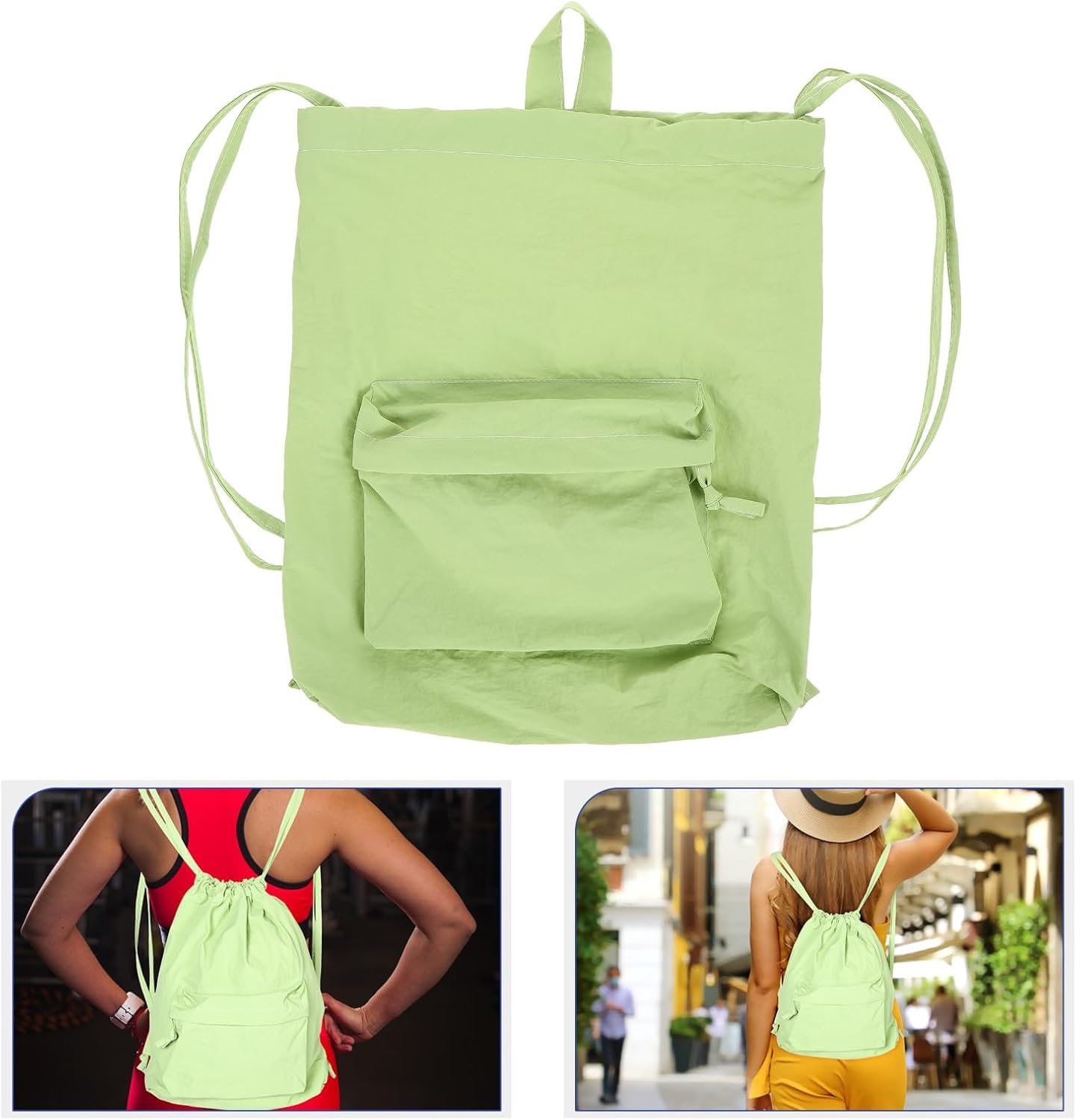 Custom Logo Drawstring Backpack Large Capacity Sports Gym Bag Nylon Breathable Casual Daypack Private Label for Men Women Travel School Manufacturer