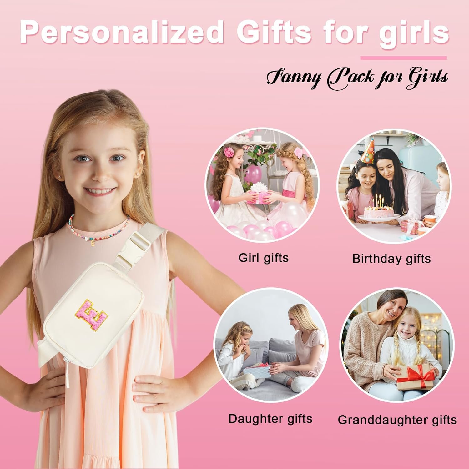 Private Label Personalized Fanny Pack for Girls Custom Logo Initial Crossbody Belt Bag Birthday Gift Sets for 4 5 6 7 8 9 10 11 12 13 Year Old Teen Girls Manufacturer