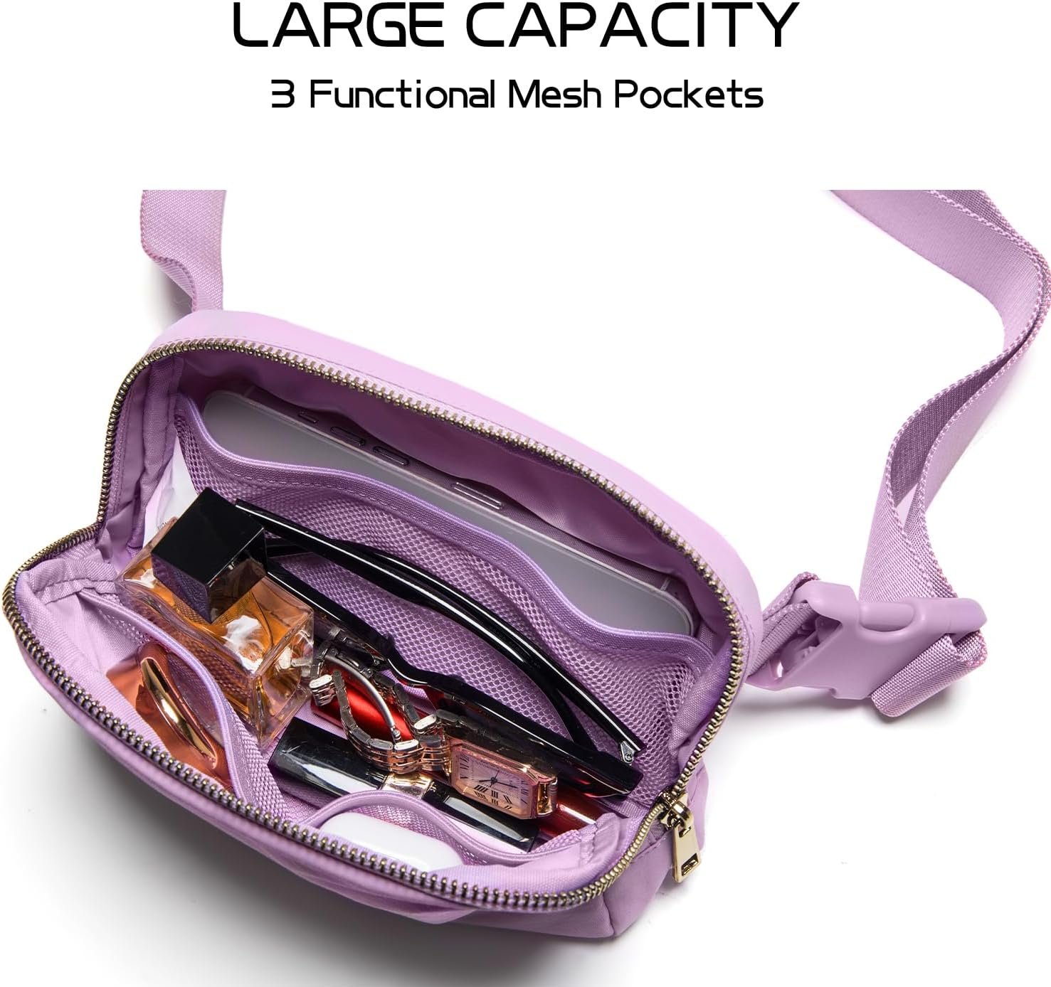 Manufacturer Belt Bag Fanny Pack Crossbody Bags with Custom Logo Initial Letter Patch for 8 9 10 11 12 Year Old Girls Private Label Birthday Gifts for Teen Girls Women Lavender-E