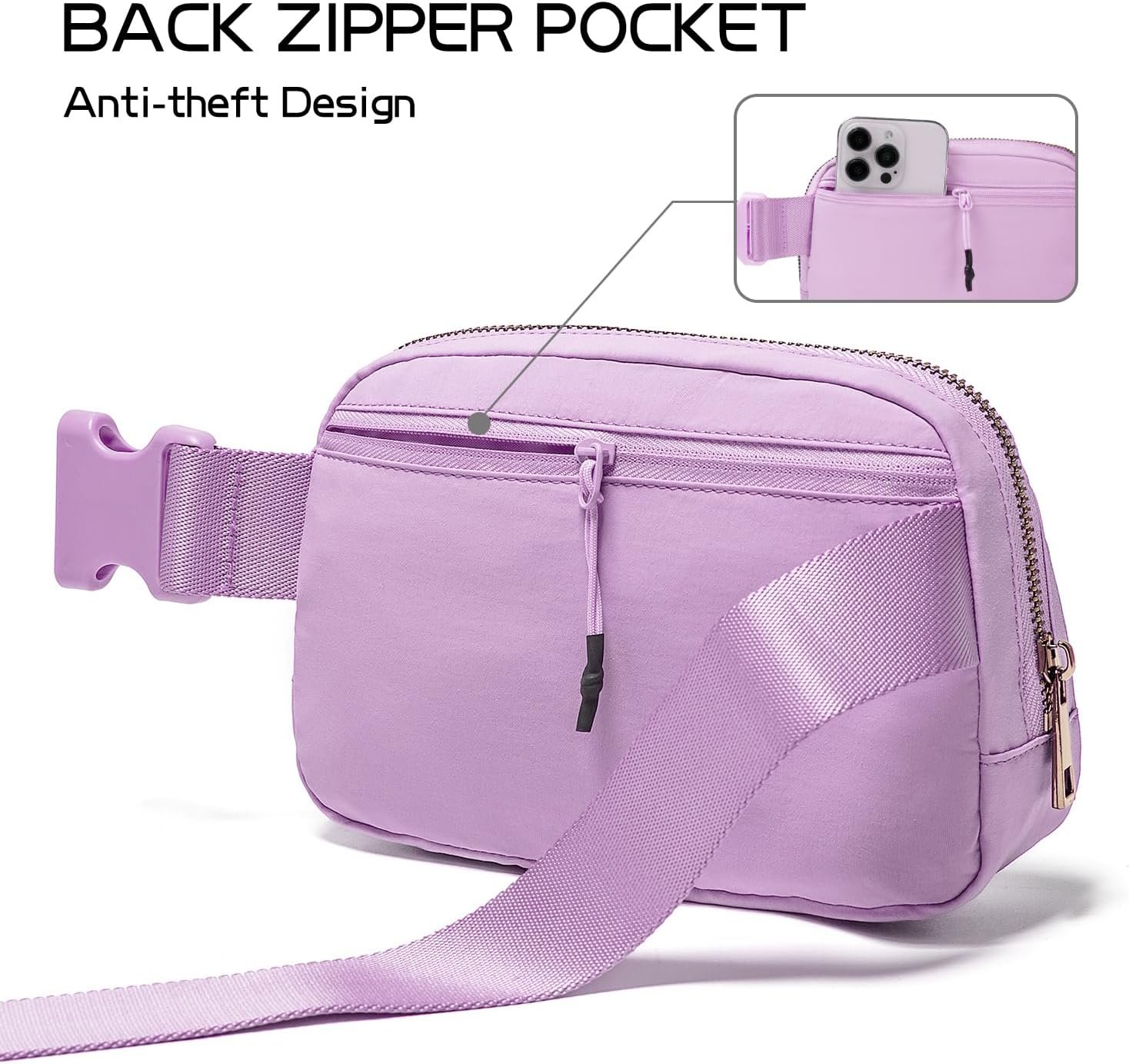 Manufacturer Belt Bag Fanny Pack Crossbody Bags with Custom Logo Initial Letter Patch for 8 9 10 11 12 Year Old Girls Private Label Birthday Gifts for Teen Girls Women Lavender-E