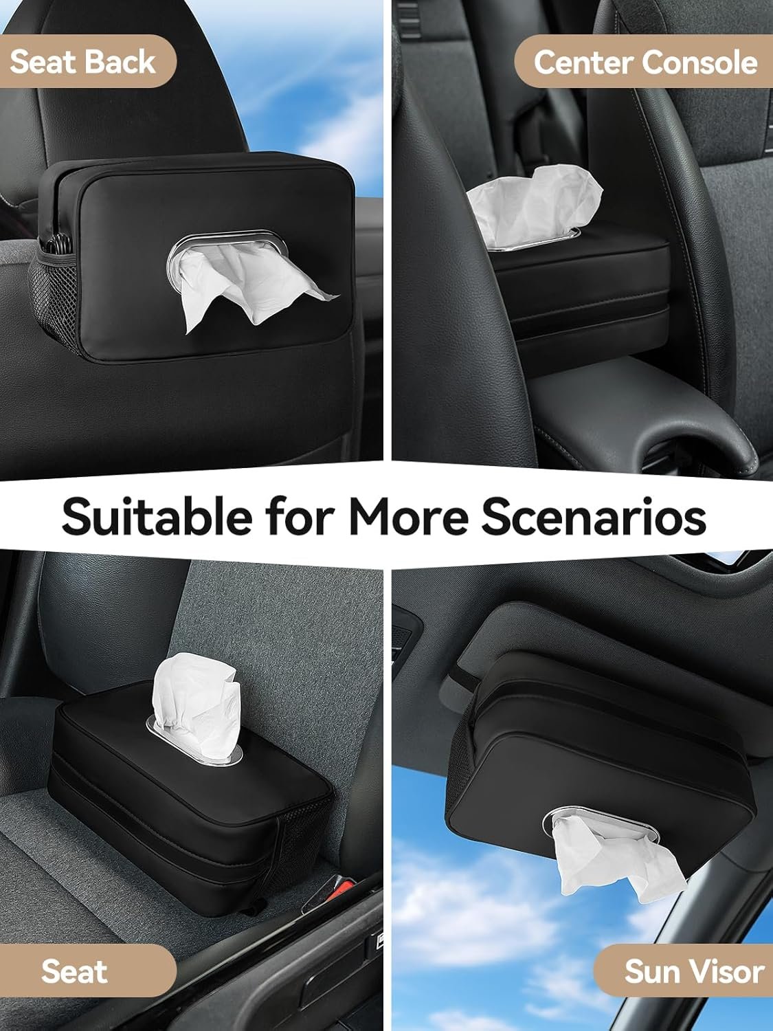 Private Label Multi-Functional Car Tissue Holder with 2 Storage Nets and Custom Logo Upgraded PU Leather Tissue Box Cover Large Rectangle Organizer Fits 100-160 Regular Size Tissues Keeps Car Tidy Black Manufacturer Private Label Multi-Functional Car Tissue Holder with 2 Storage Nets and Custom Logo Upgraded PU Leather Tissue Box Cover Large Rectangle Organizer Fits 100-160 Regular Size Tissues Keeps Car Tidy Black Manufacturer