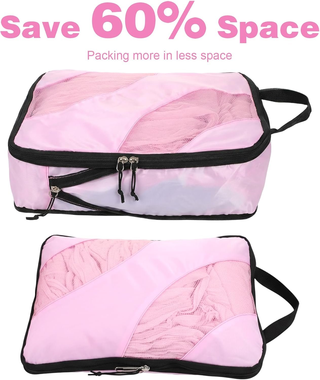 Factory Direct 6 Set Compression Packing Cubes, Expandable Large with Custom Logo for Suitcases and Backpacks, Compression Suitcase Organizers with Shoe Bag Private Label for Travel