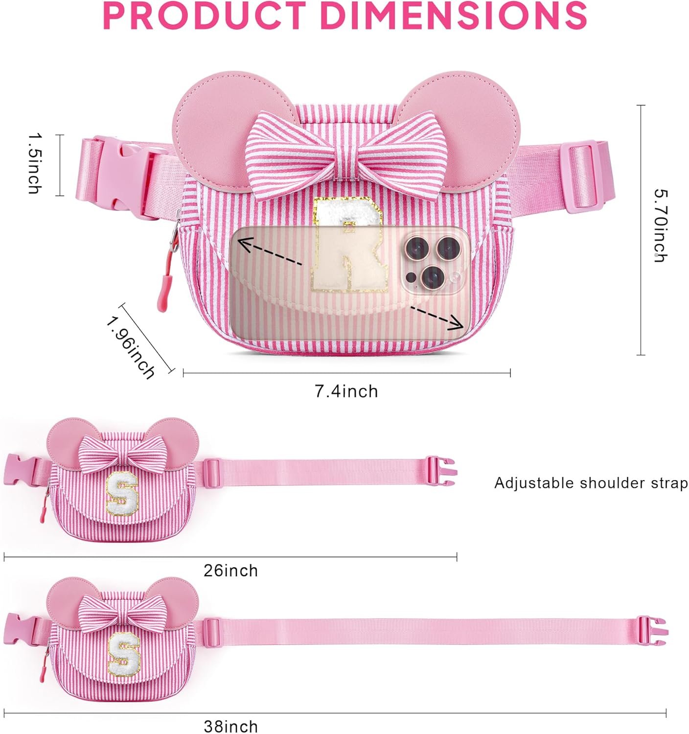 Private Label Easter Basket Stuffers Birthday Gifts for 4 5 6 7 8 Year Old Girls Pink Initial Crossbody Bag Fanny Pack Sling Purse with Custom Logo from Manufacturer