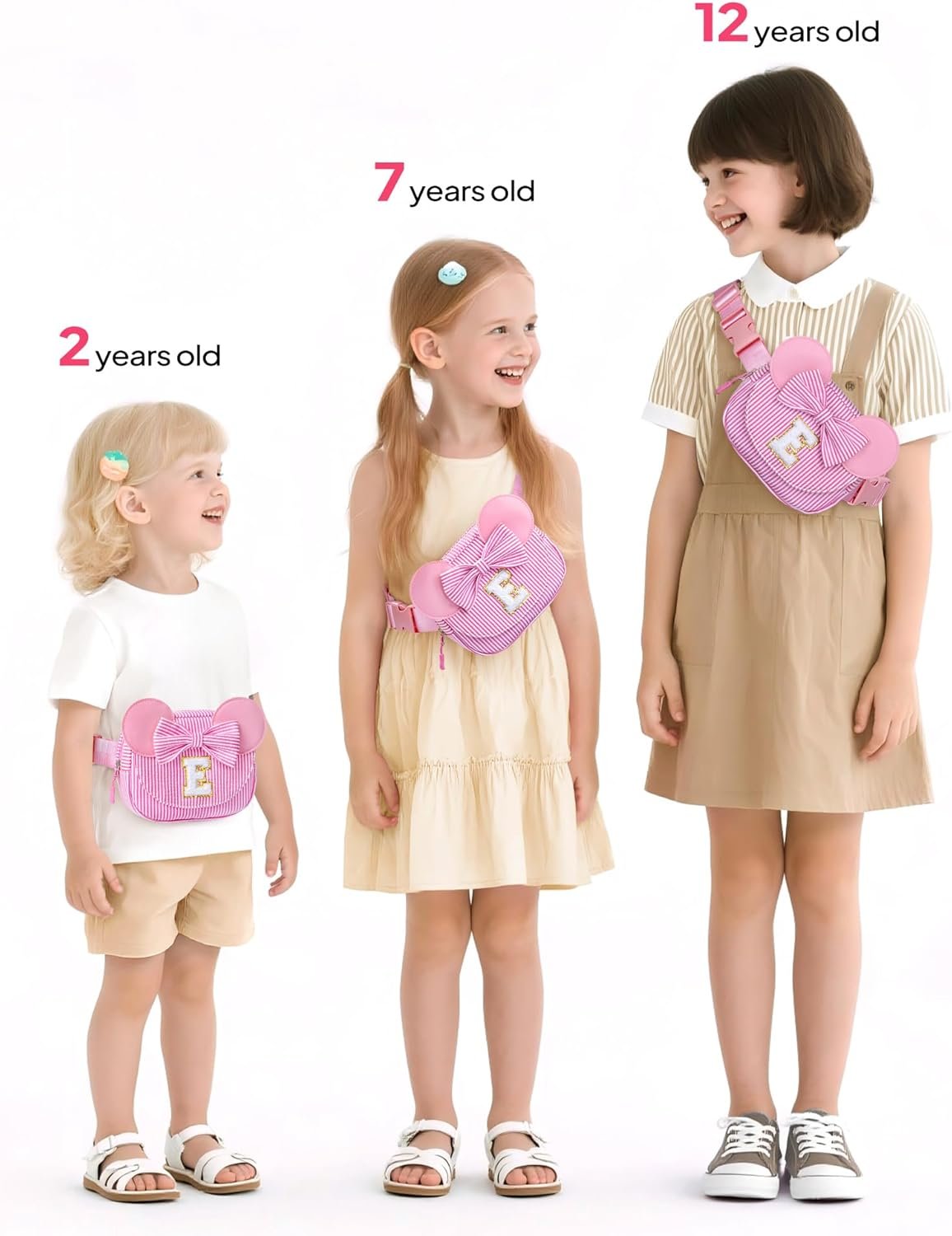 Private Label Easter Basket Stuffers Birthday Gifts for 4 5 6 7 8 Year Old Girls Pink Initial Crossbody Bag Fanny Pack Sling Purse with Custom Logo from Manufacturer