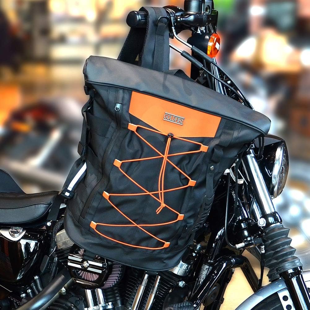 Custom Logo 40L Expandable Motorcycle Sissy Bar Bag Private Label Large Capacity Travel Duffle Backpack with Sissy Bar Straps Manufacturer Black