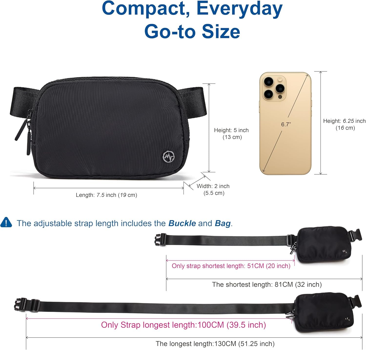 Private Label Two-Way Zipper Fanny Pack Nylon Everywhere Belt Bag for Women Custom Logo Water Repellent Waist Crossbody with Adjustable Strap Factory Caramel Brown