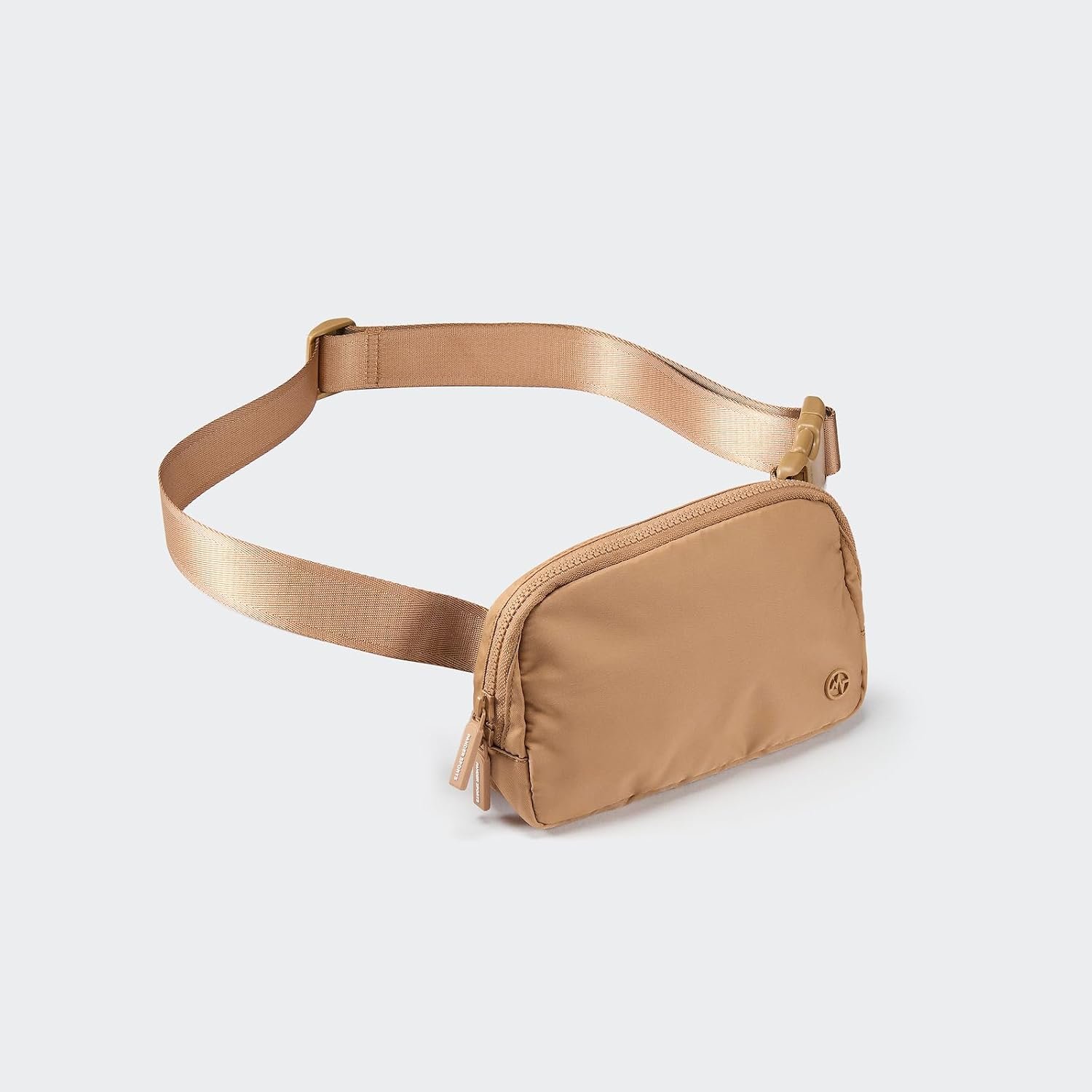 Private Label Two-Way Zipper Fanny Pack Nylon Everywhere Belt Bag for Women Custom Logo Water Repellent Waist Crossbody with Adjustable Strap Factory Caramel Brown