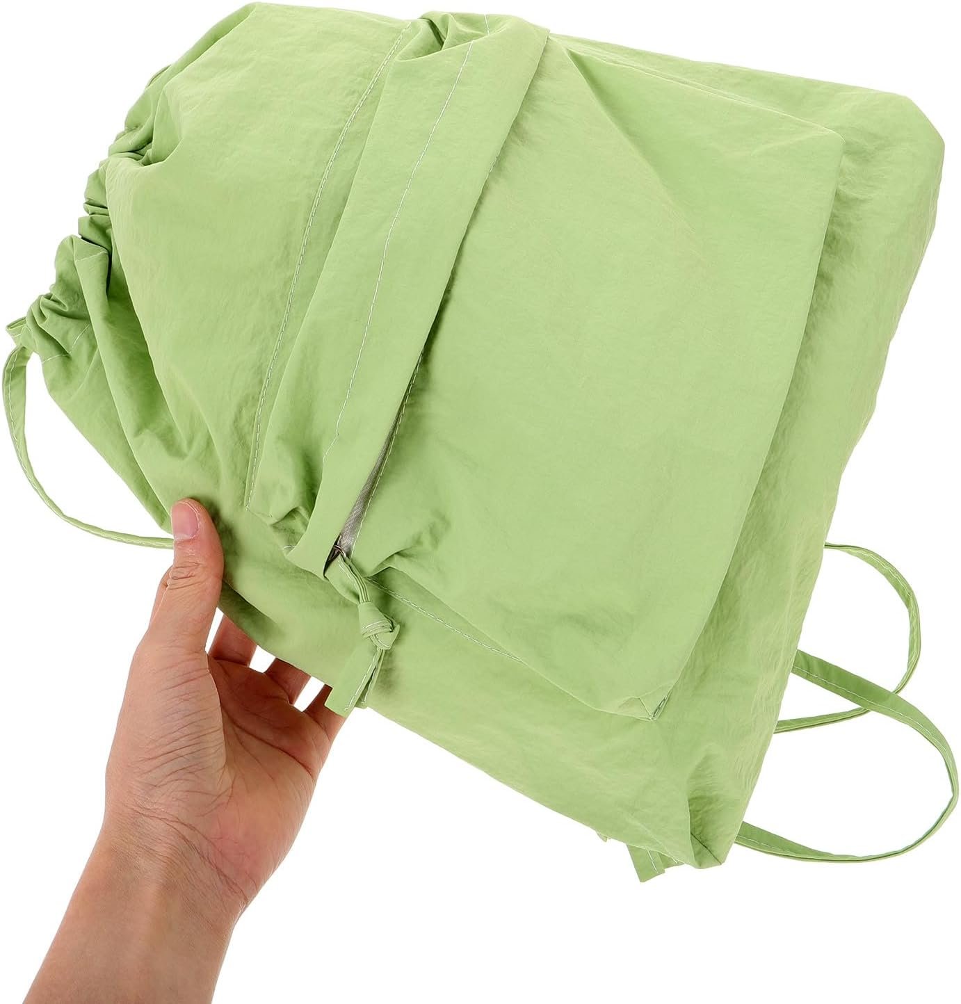 Private Label Drawstring Backpack Nylon Sports String Bag Water Resistant Gym Tote Custom Logo Unisex Lightweight Casual Daypack Factory for Travel School Outdoor Use Green