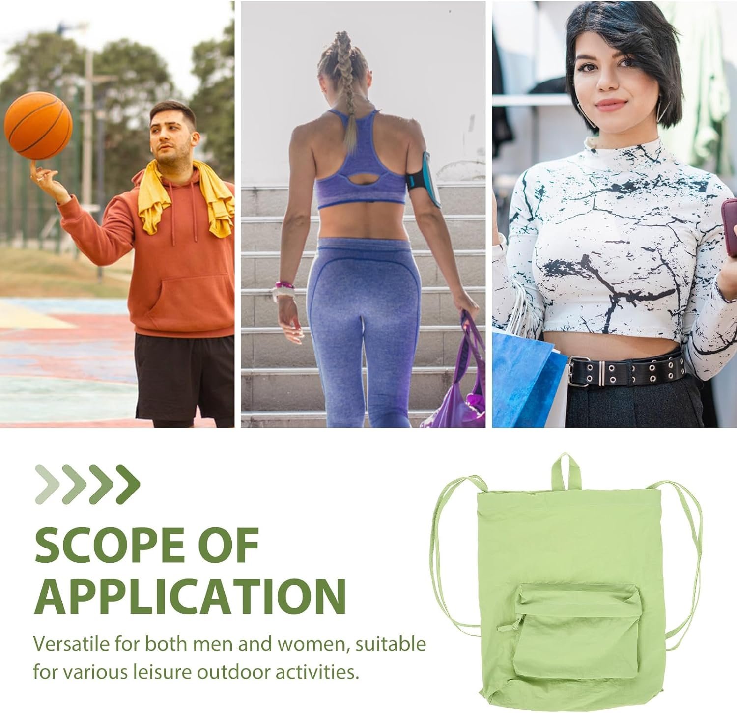 Private Label Drawstring Backpack Nylon Sports String Bag Water Resistant Gym Tote Custom Logo Unisex Lightweight Casual Daypack Factory for Travel School Outdoor Use Green