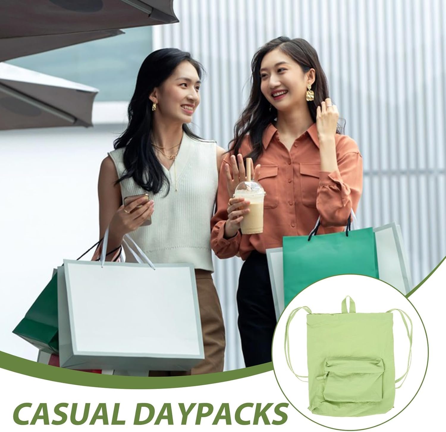 Private Label Drawstring Backpack Nylon Sports String Bag Water Resistant Gym Tote Custom Logo Unisex Lightweight Casual Daypack Factory for Travel School Outdoor Use Green