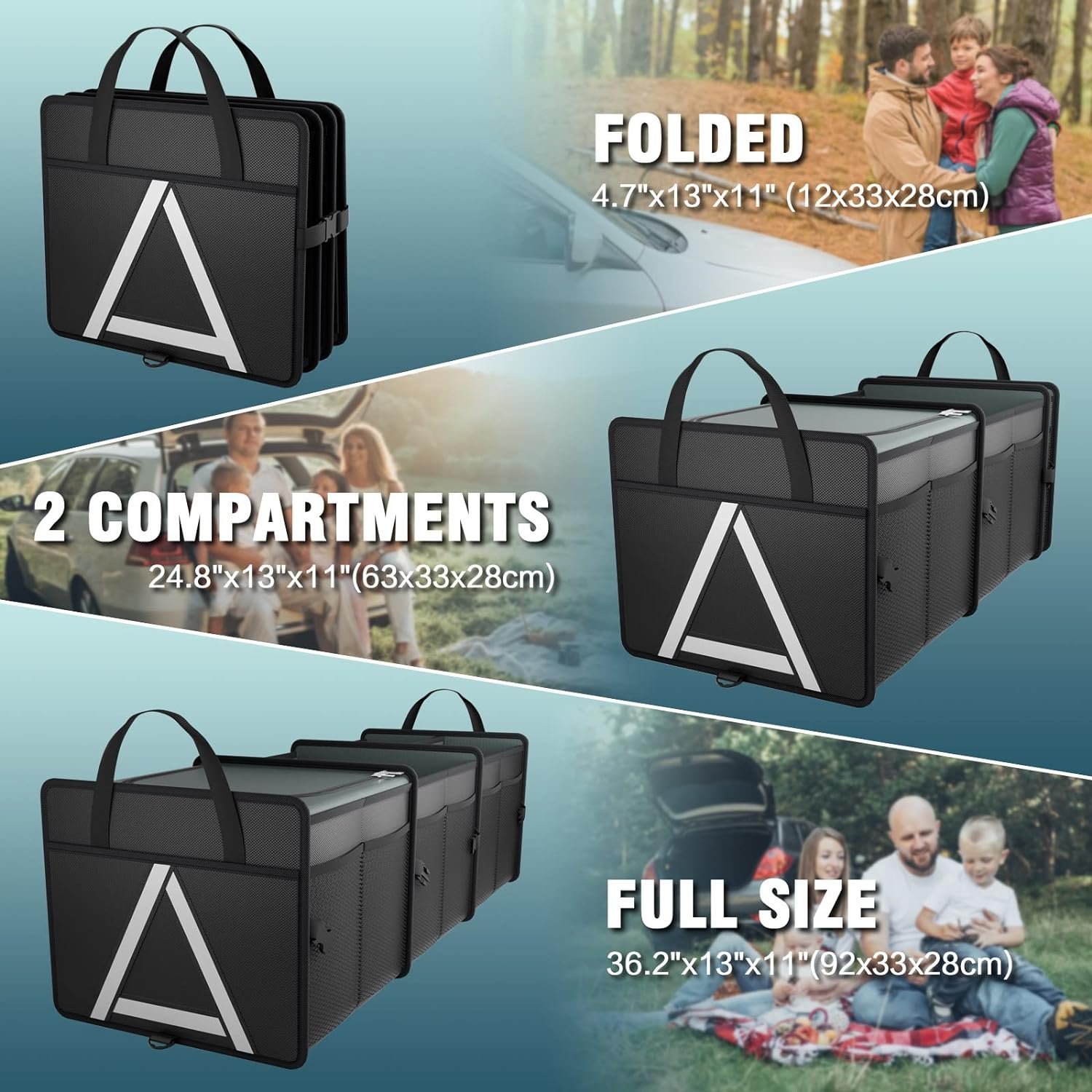 Private Label Sturdy Heavy Duty Collapsible Car Trunk Organizer with Custom Logo Premium Insulated Cooler Bag 3 Compartments for Car SUV Truck Van Large Black Manufacturer Private Label Sturdy Heavy Duty Collapsible Car Trunk Organizer with Custom Logo Premium Insulated Cooler Bag 3 Compartments for Car SUV Truck Van Large Black Manufacturer