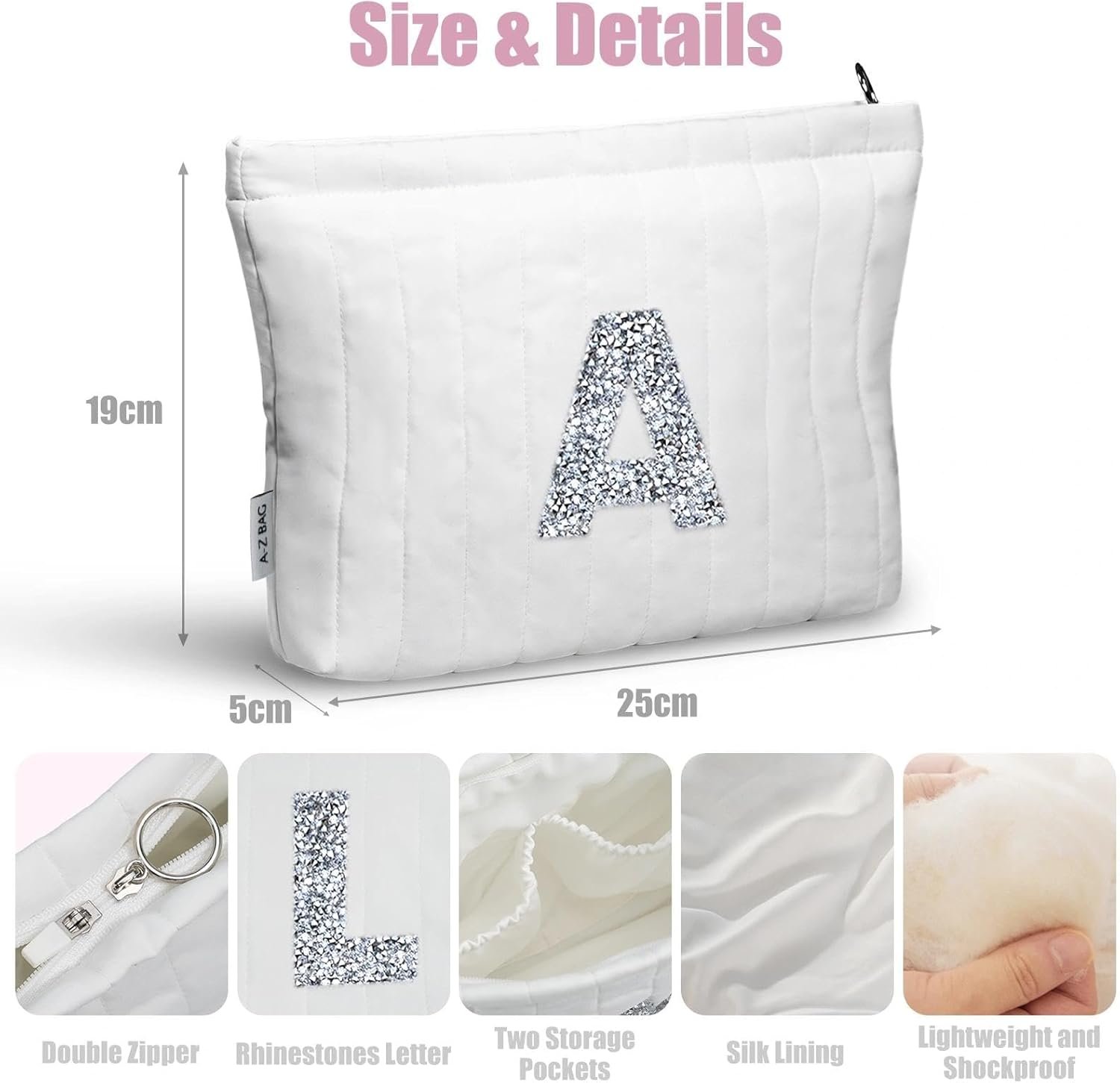 Custom Logo Personalized Makeup Cosmetic Bags - Private Label Manufacturer for Birthday Gifts for Women Moms Best Friends Brides Bridesmaids (A, Diamond)
