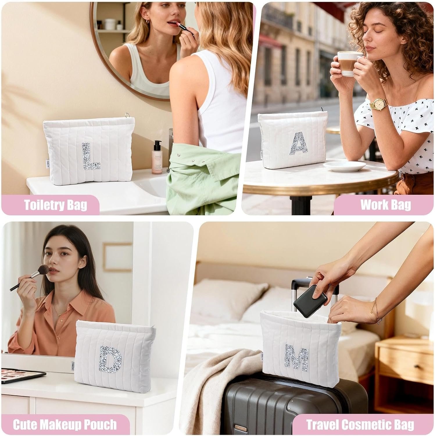 Custom Logo Personalized Makeup Cosmetic Bags - Private Label Manufacturer for Birthday Gifts for Women Moms Best Friends Brides Bridesmaids (A, Diamond)