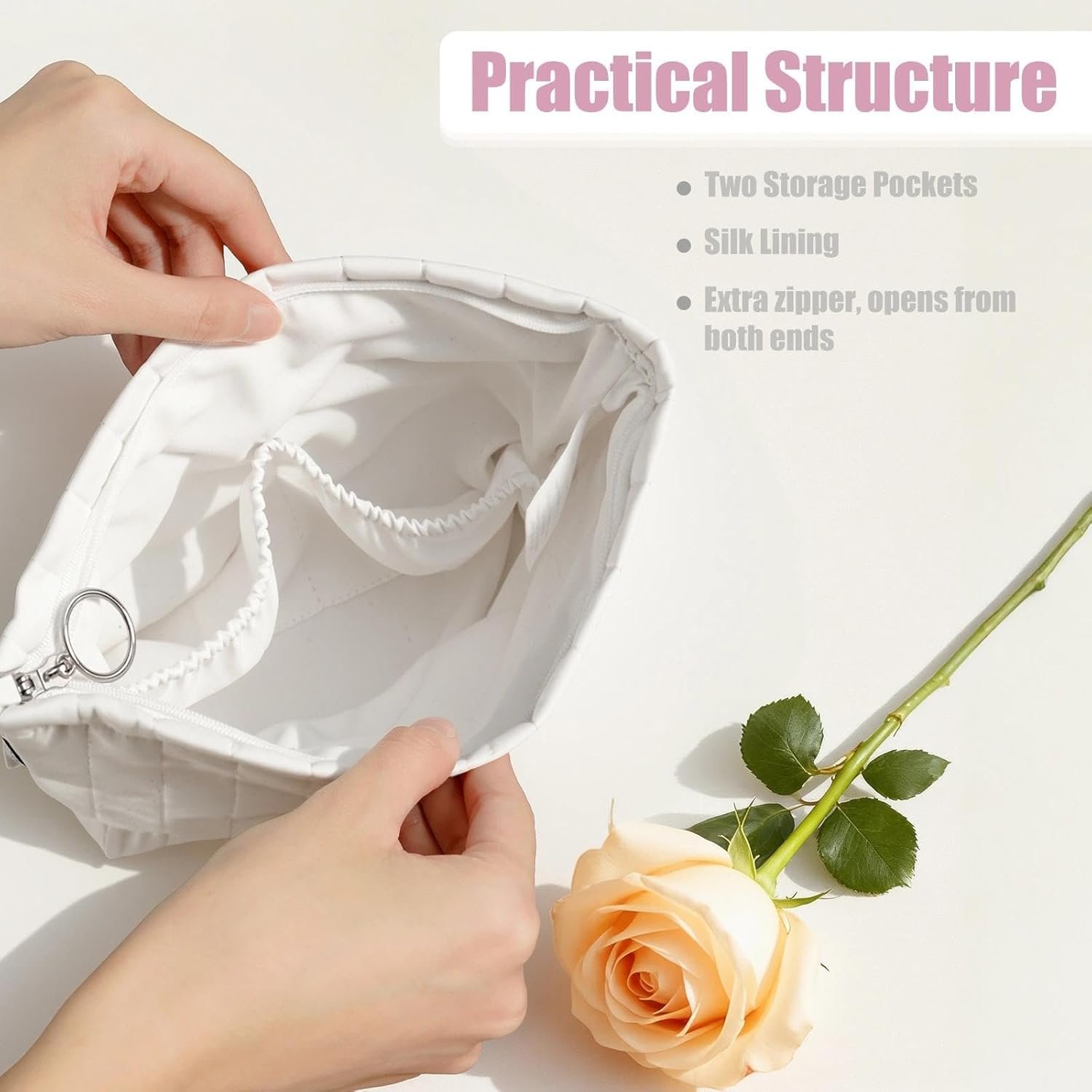 Custom Logo Personalized Makeup Cosmetic Bags - Private Label Manufacturer for Birthday Gifts for Women Moms Best Friends Brides Bridesmaids (A, Diamond)