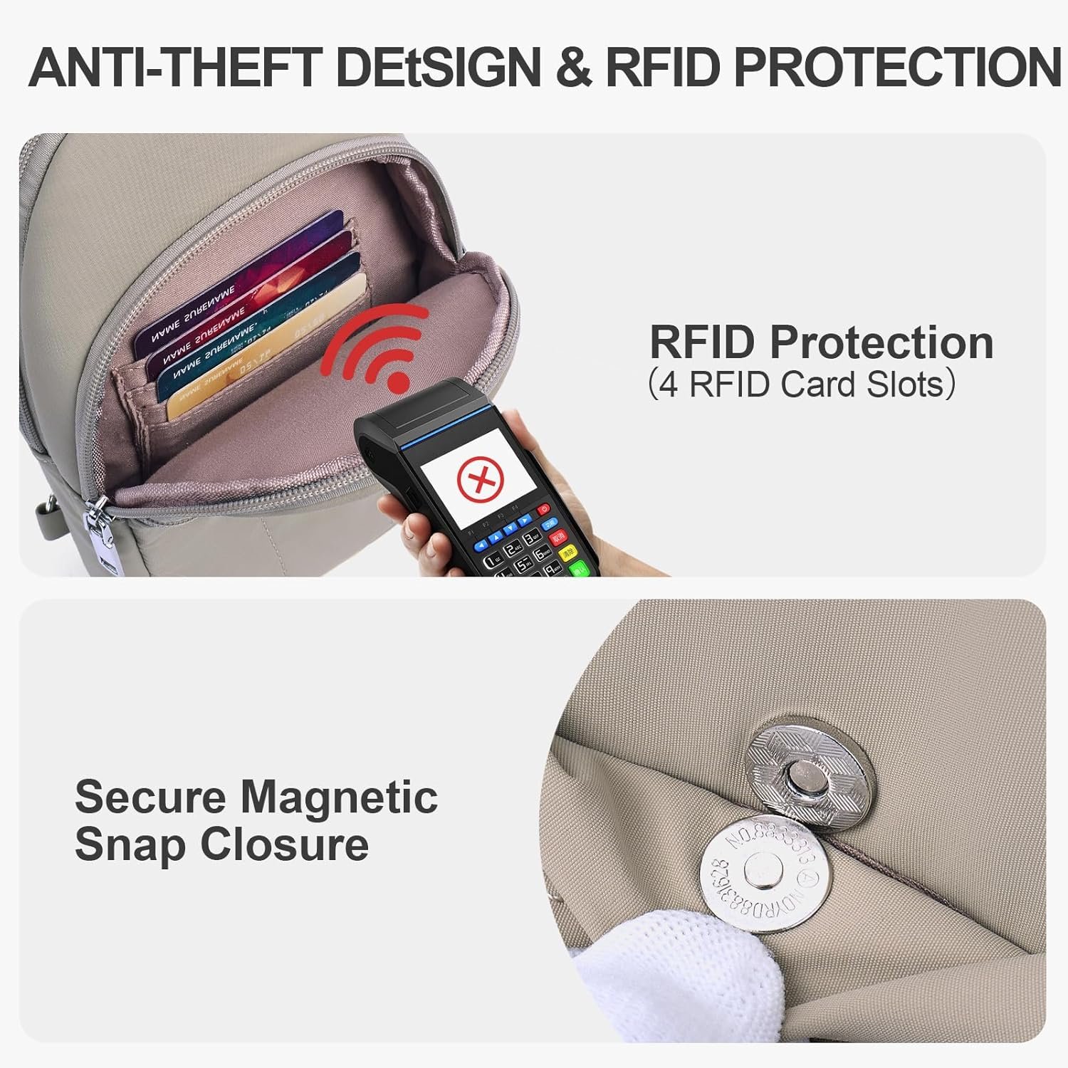 Custom Logo Small Sling Bag for Women Private Label Puffer Crossbody Anti Theft RFID Purses Fanny Packs Manufacturer for Travel Hiking