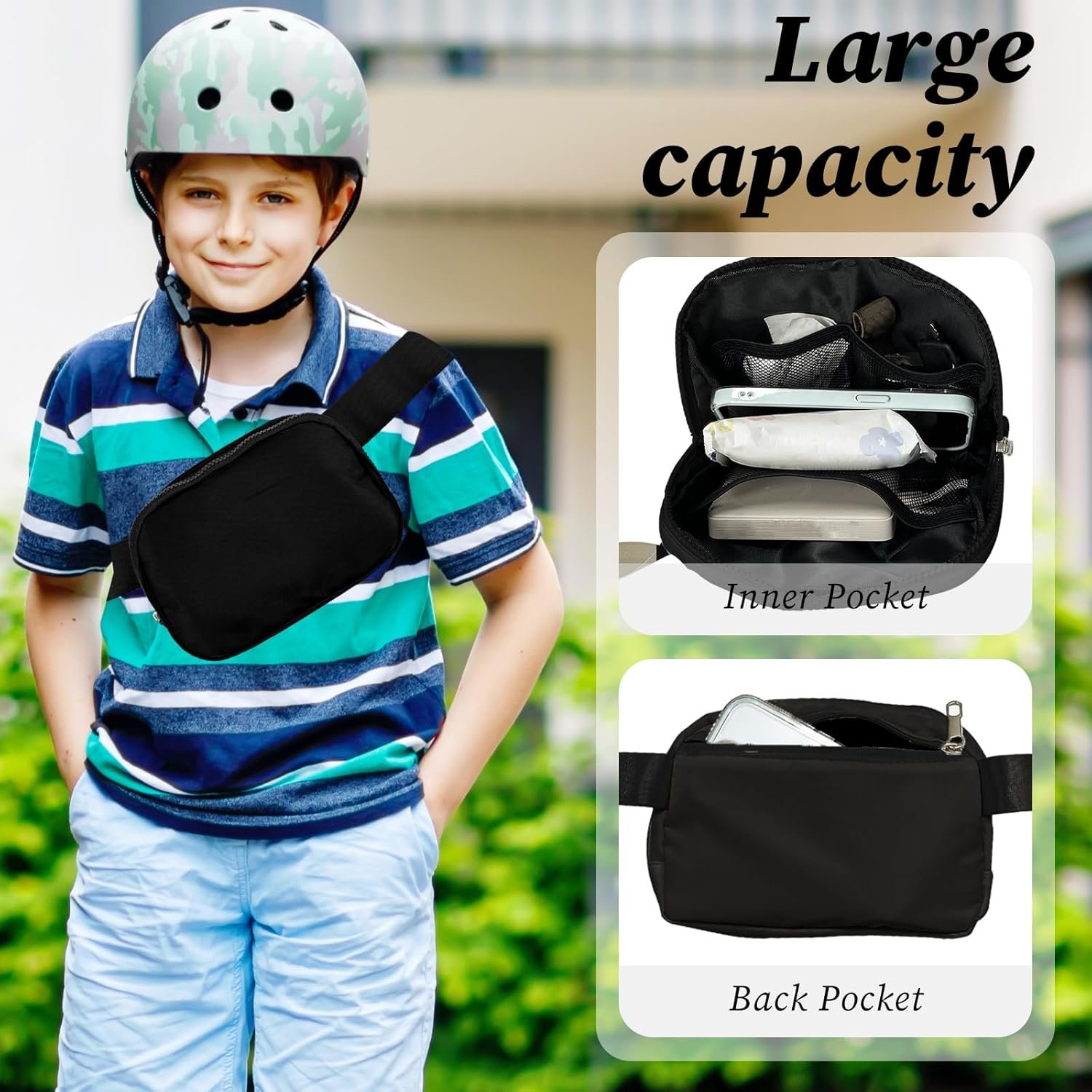 Custom Logo Black Fashion Waist Packs Private Label Mini Solid Color Fanny Pack Compact and Functional Belt Bag with Adjustable Strap for Women and Men Hiking Sports Outdoor Activities Manufacturer