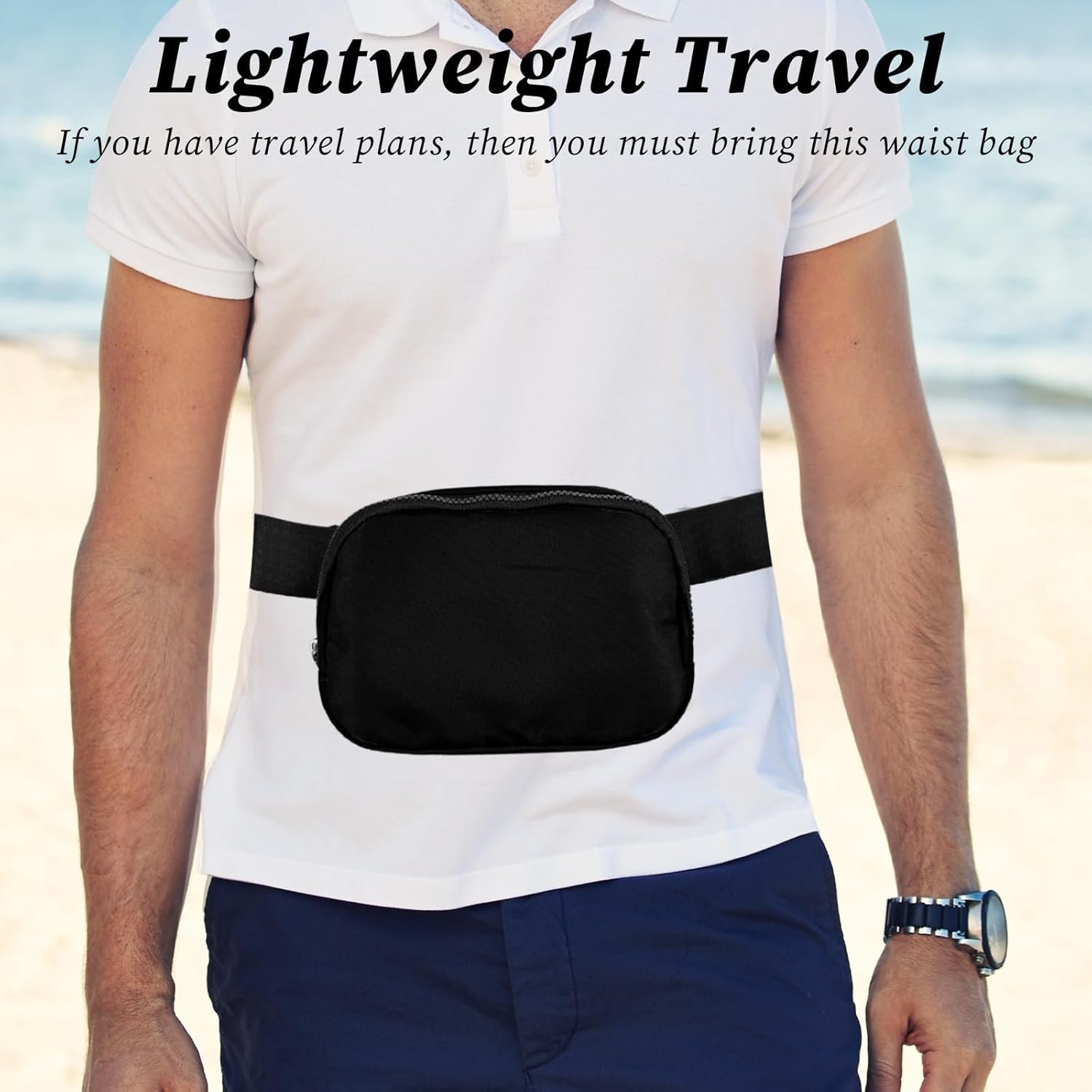 Custom Logo Black Fashion Waist Packs Private Label Mini Solid Color Fanny Pack Compact and Functional Belt Bag with Adjustable Strap for Women and Men Hiking Sports Outdoor Activities Manufacturer