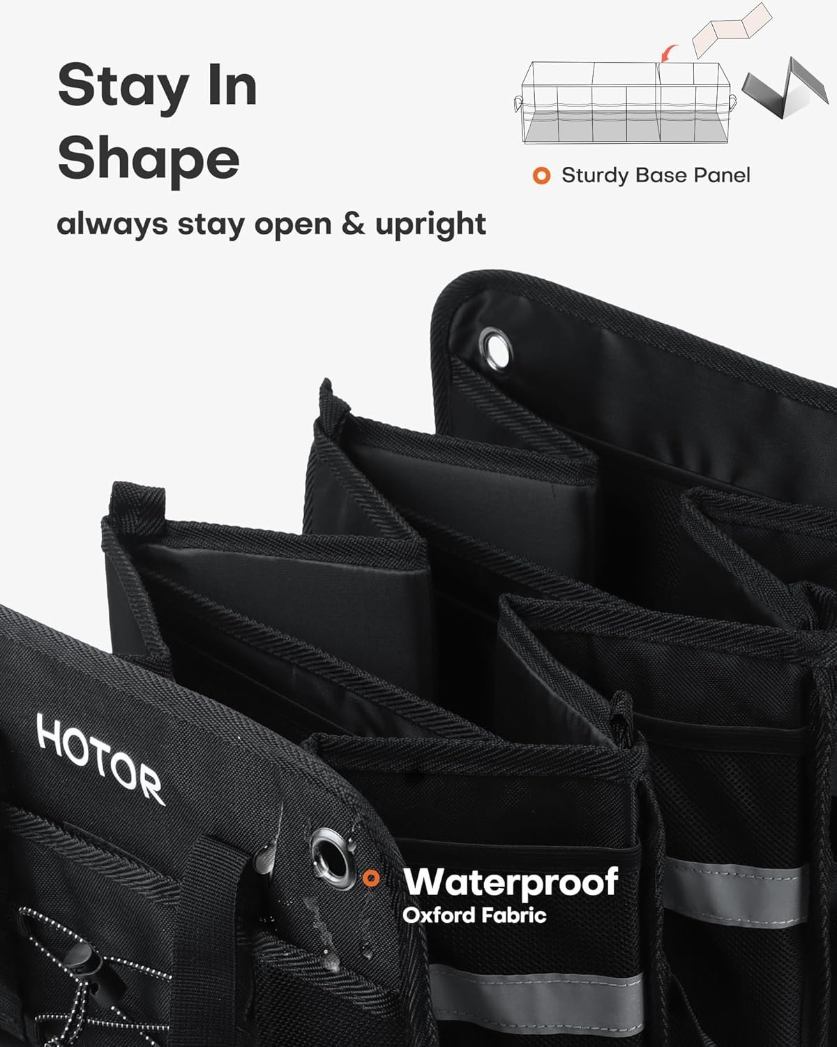 Factory Direct Trunk Organizer for SUV Collapsible Car Storage Box with Reflective Strips Custom Logo Large Capacity Essential Accessories for Truck Van Sedan Private Label Black 33.1