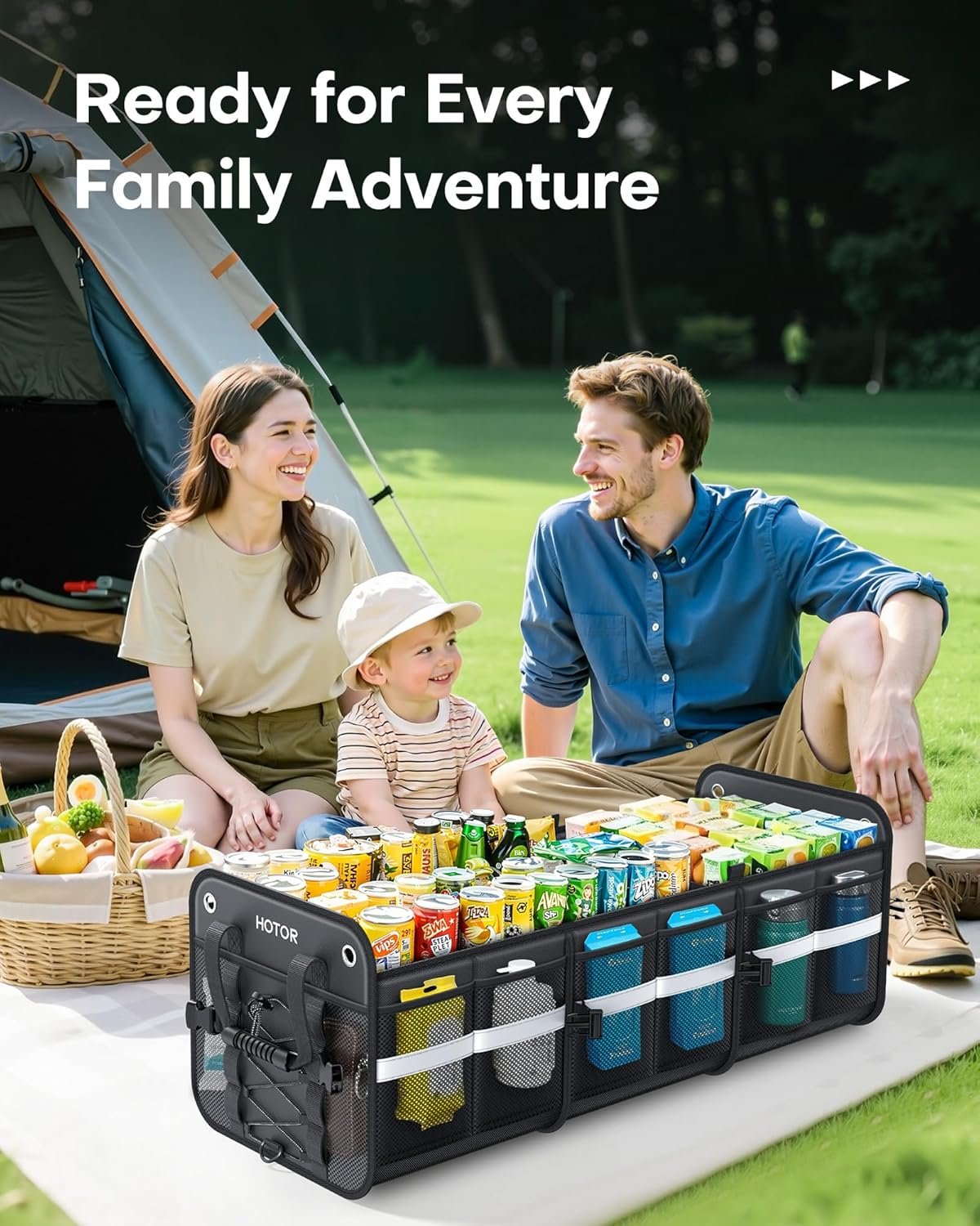 Factory Direct Trunk Organizer for SUV Collapsible Car Storage Box with Reflective Strips Custom Logo Large Capacity Essential Accessories for Truck Van Sedan Private Label Black 33.1