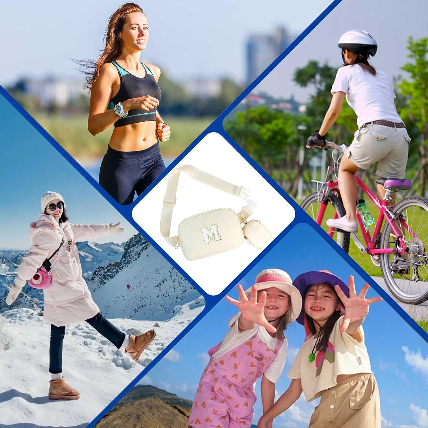 Custom Logo Fanny Pack Belt Bags for Girls Kids Ages 3-13 - Private Label Initial Purse Birthday Gifts Fashion Waist Packs Manufacturer Beige M for Teens Daughters Sisters