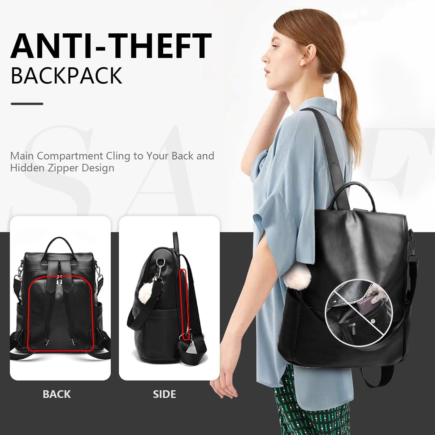 Custom Logo Women PU Leather Anti-theft Casual Backpack Purse Private Label Fashion Shoulder Satchel Bag Manufacturer