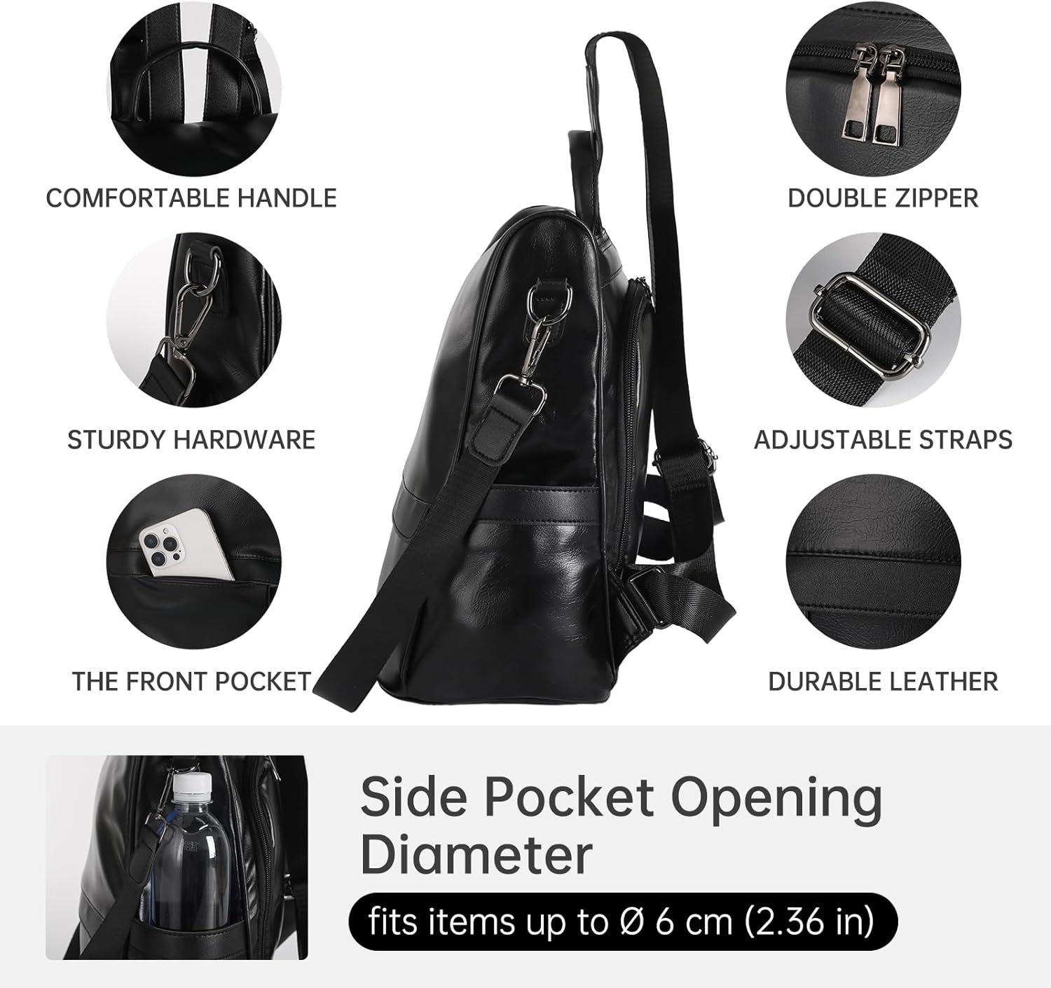 Custom Logo Women PU Leather Anti-theft Casual Backpack Purse Private Label Fashion Shoulder Satchel Bag Manufacturer