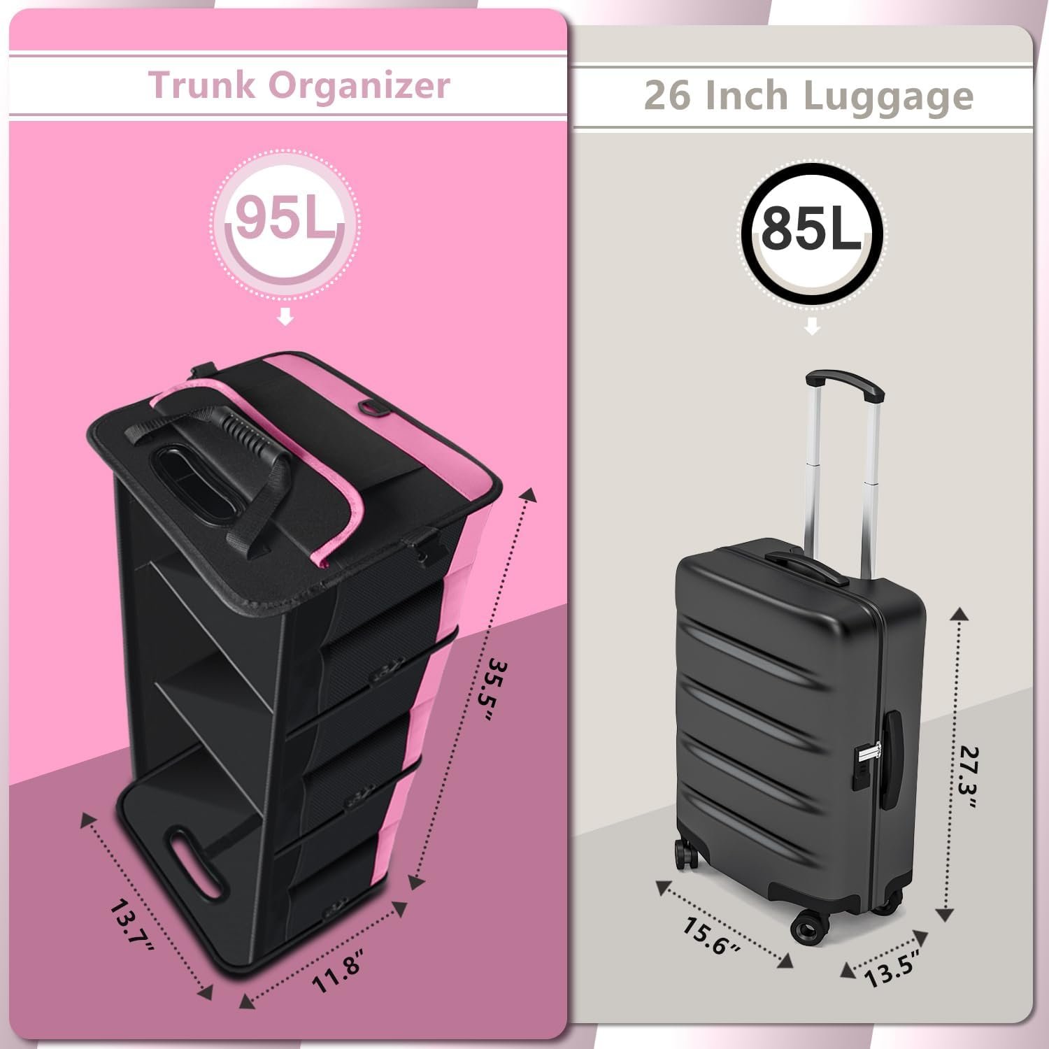 Custom Logo 95L Large Capacity Trunk Organizer for Car SUV Truck Sedan with Non-Slip Bottom Strips Private Label Waterproof Portable Cargo Storage Manufacturer Pink Custom Logo 95L Large Capacity Trunk Organizer for Car SUV Truck Sedan with Non-Slip Bottom Strips Private Label Waterproof Portable Cargo Storage Manufacturer Pink
