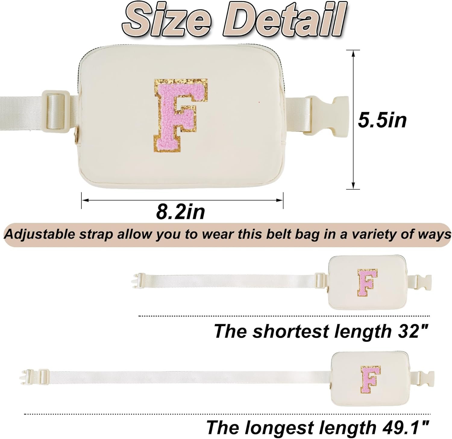 Private Label Personalized Belt Bag for Women and Girls - Custom Logo Fashion Mini Waist Packs with Adjustable Strap Initial Letter - Trendy Travel Fanny Pack Crossbody Teen Gifts Manufacturer | Cream F