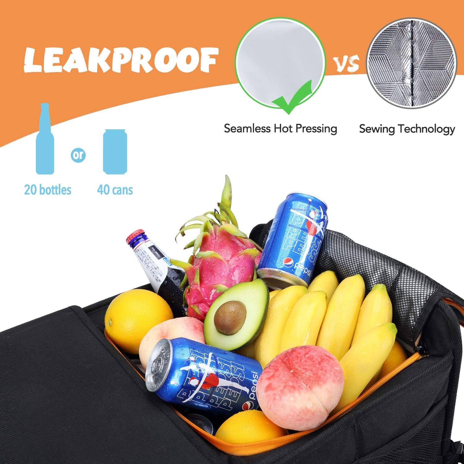 Private Label Large Trunk Organizer Custom Logo Built-in Leakproof Cooler Bag 2 Tie-Down Straps 4 Removable Dividers Foldable Cover 2mm PE Board Manufacturer