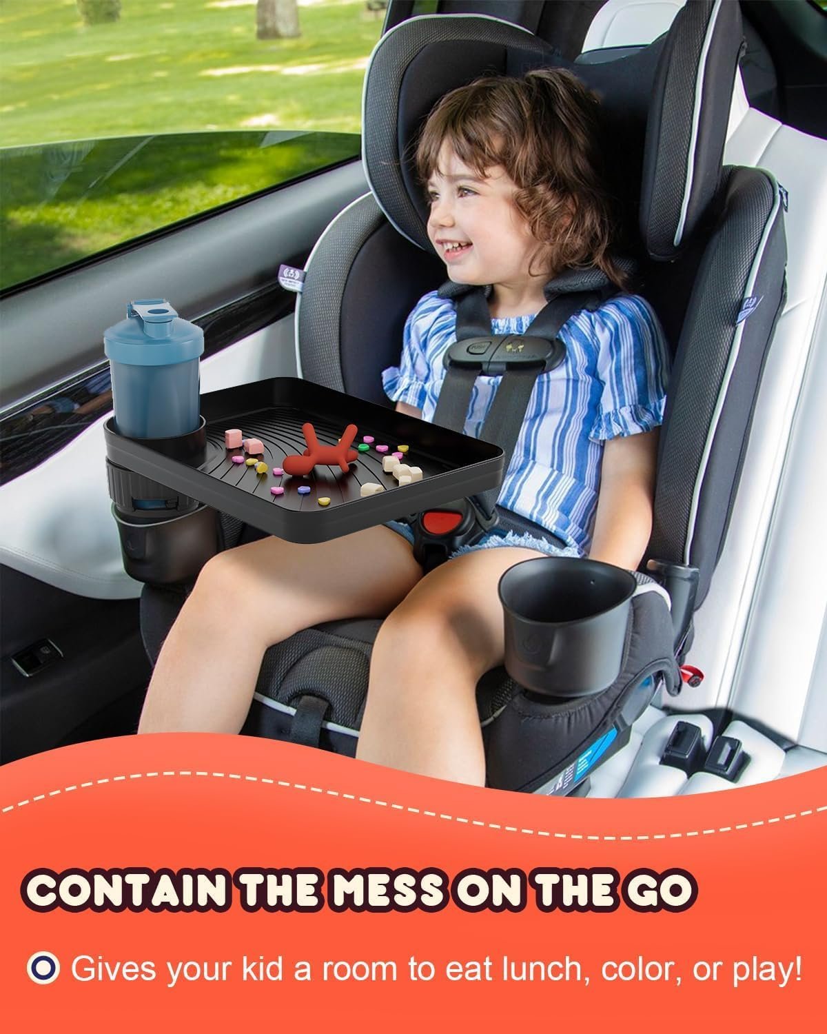 Private Label Car Seat Snack Tray for Kids & Toddlers Travel with Soft Rubber Base, Custom Logo Rotatable & Removable Cup Holder for Food Coloring & Play Family Road Trips from Manufacturer (Standard Base) Private Label Car Seat Snack Tray for Kids & Toddlers Travel with Soft Rubber Base, Custom Logo Rotatable & Removable Cup Holder for Food Coloring & Play Family Road Trips from Manufacturer (Standard Base)